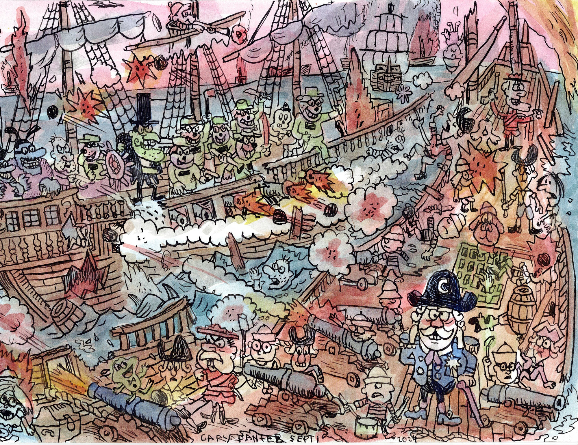 colored drawing by Gary Panter