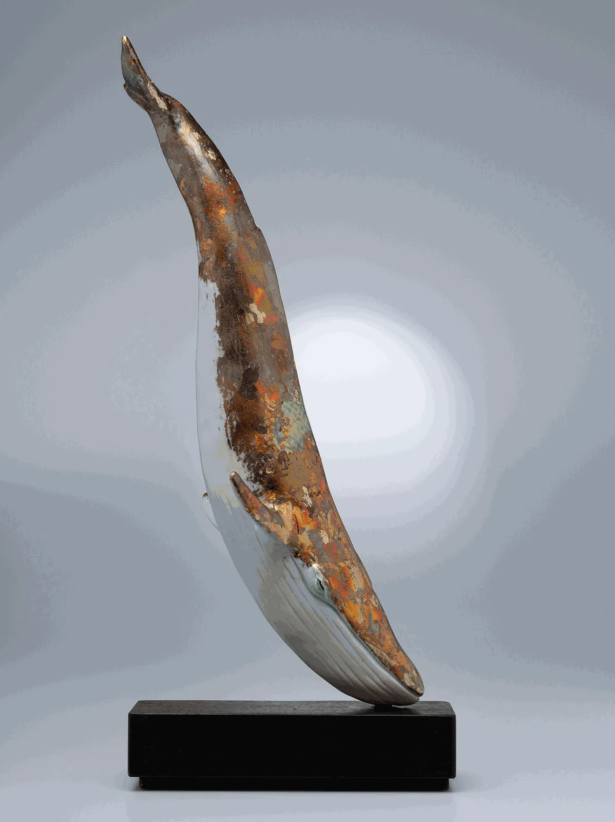 Jennie McCall, Golden Whale on Blackened oak base.