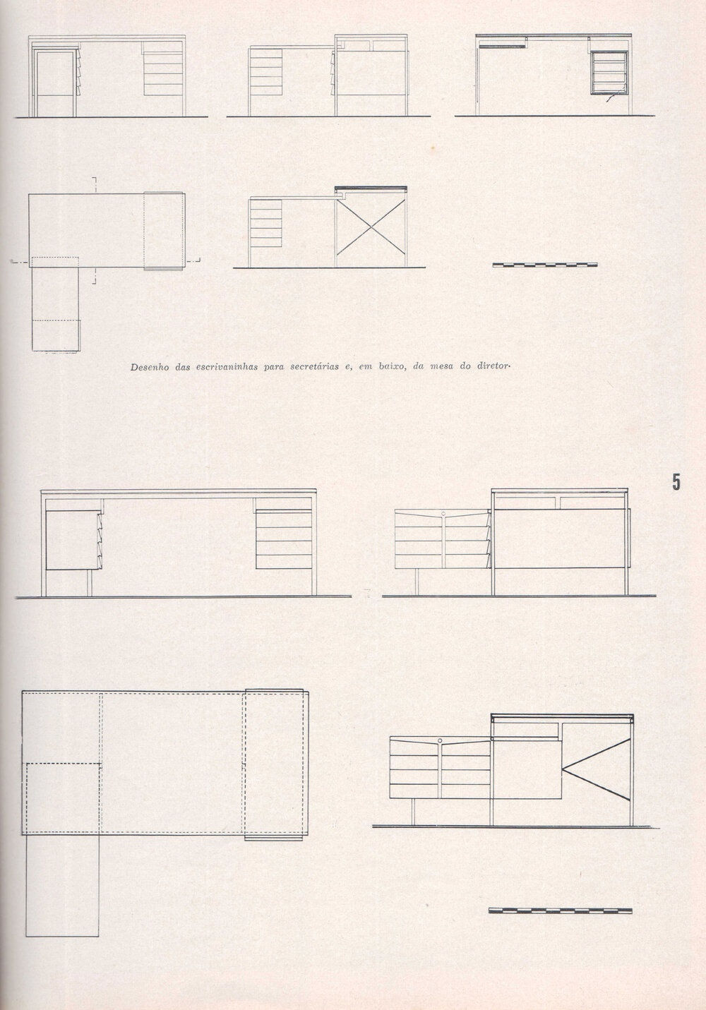 Above: secretary desks | Below: director's desk