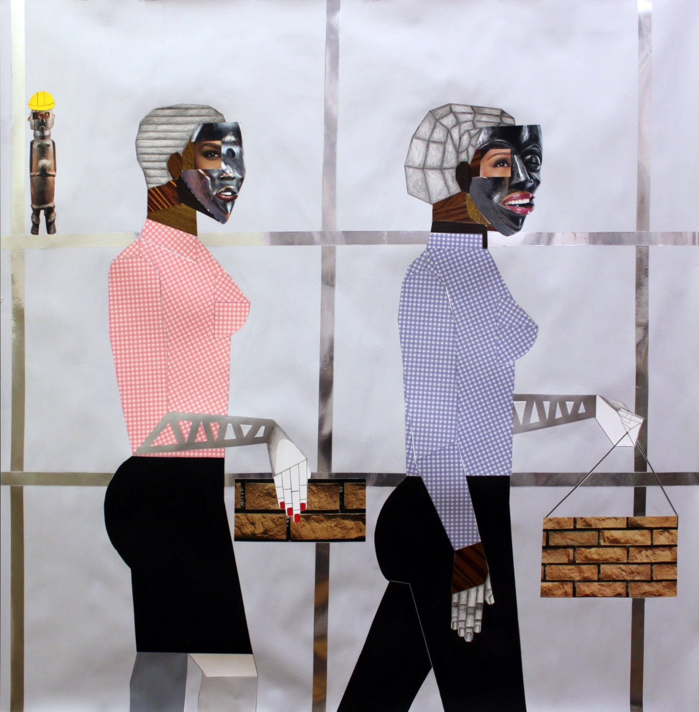 Derrick Adams, American Gothic, 2013, mixed media collage on paper, framed: 137.5 x 137.5 x 5 cm, 54 1/8 x 54 1/8 x 2 in, Unframed Dimensions: 127 x 127 cm, 50 x 50 in