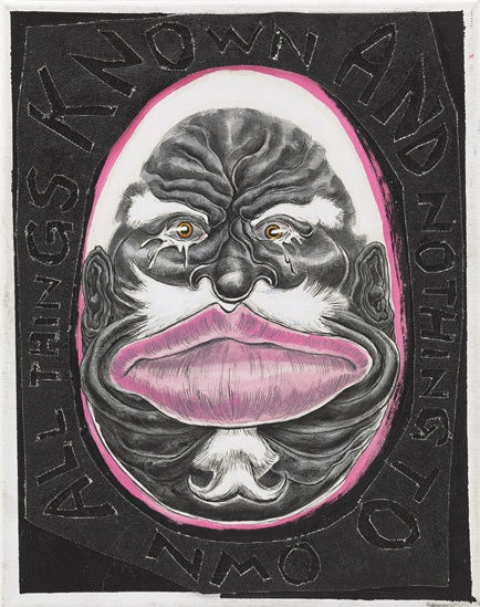 Trenton Doyle Hancock, All Things Known and Nothing to Own, 2012, Acrylic and mixed media on canvas, 25.4 x 20.3 cm, 10 x 8 in