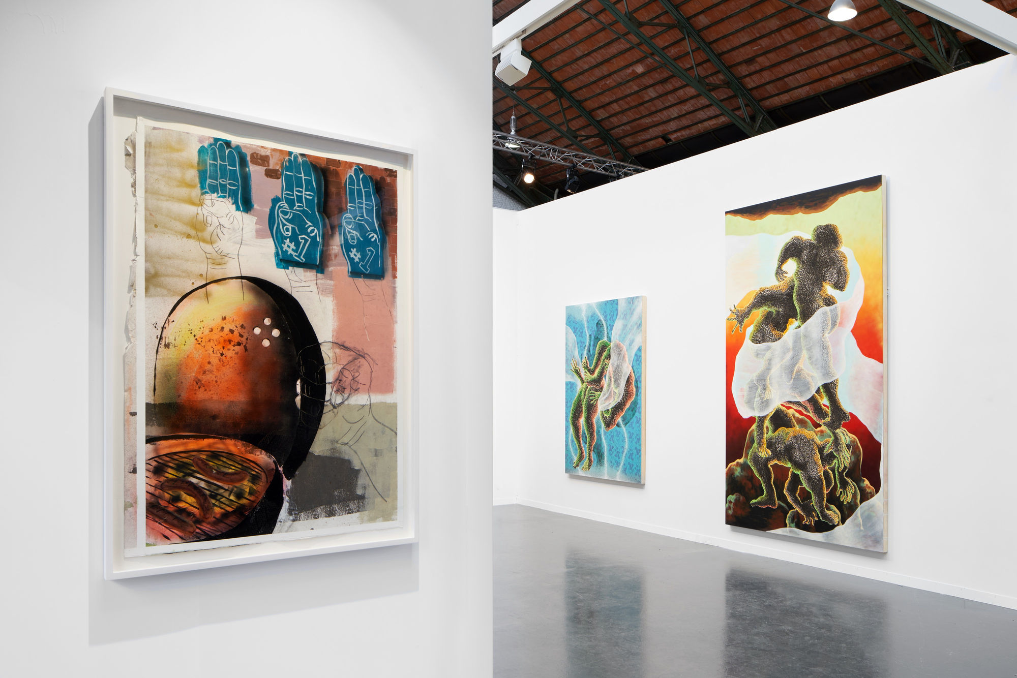 Installation view of Art Brussels 2022, Mark Thomas Gibson, Pat Phillips, and Didier William