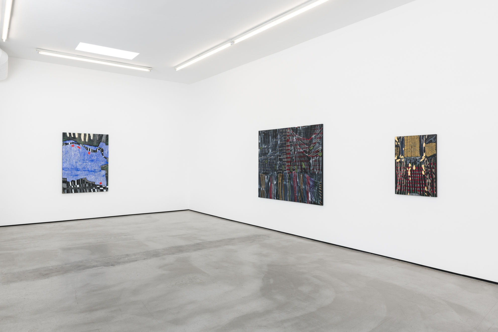 Installation view of Laís Amaral: Cement and Water at M+B, September 2022.