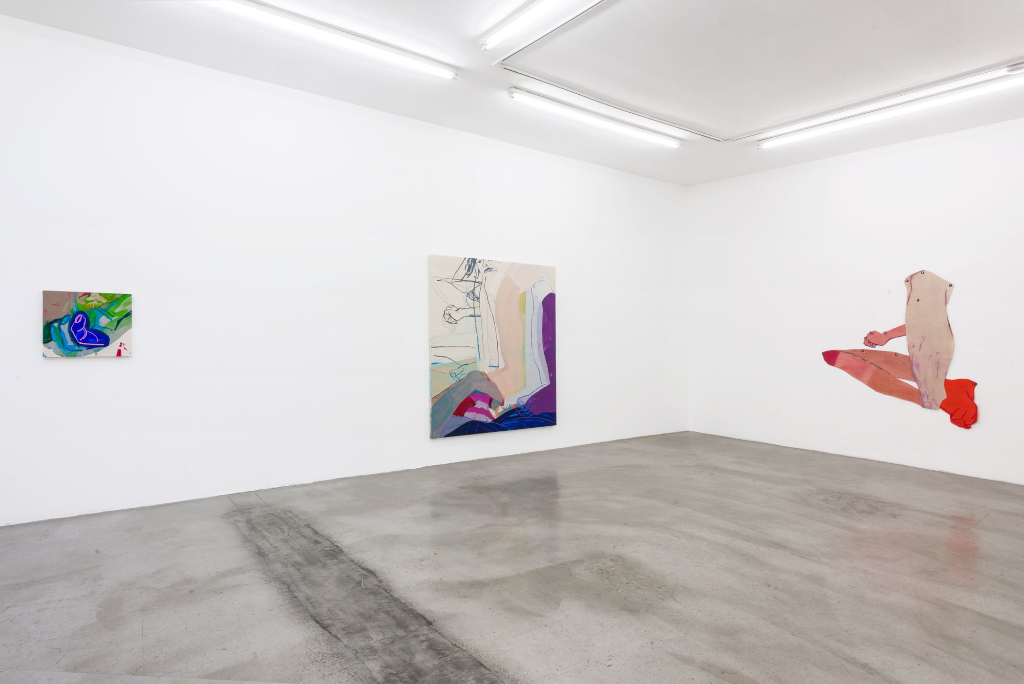 Installation view of Sarah Faux: Clench and Release at M+B, 2019