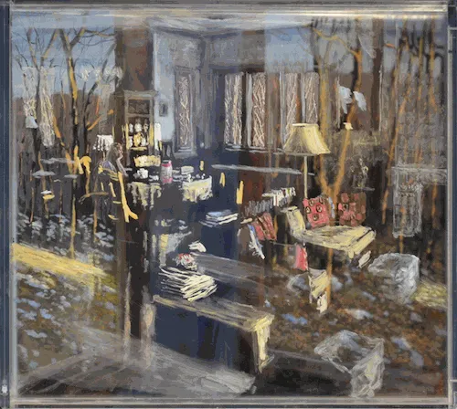 Winter, Evenings, Inside and Ouside, 8 Years © Martin Weinstein 2022, acrylic over acrylic sheets, 27 x 31.75 x 3 inches