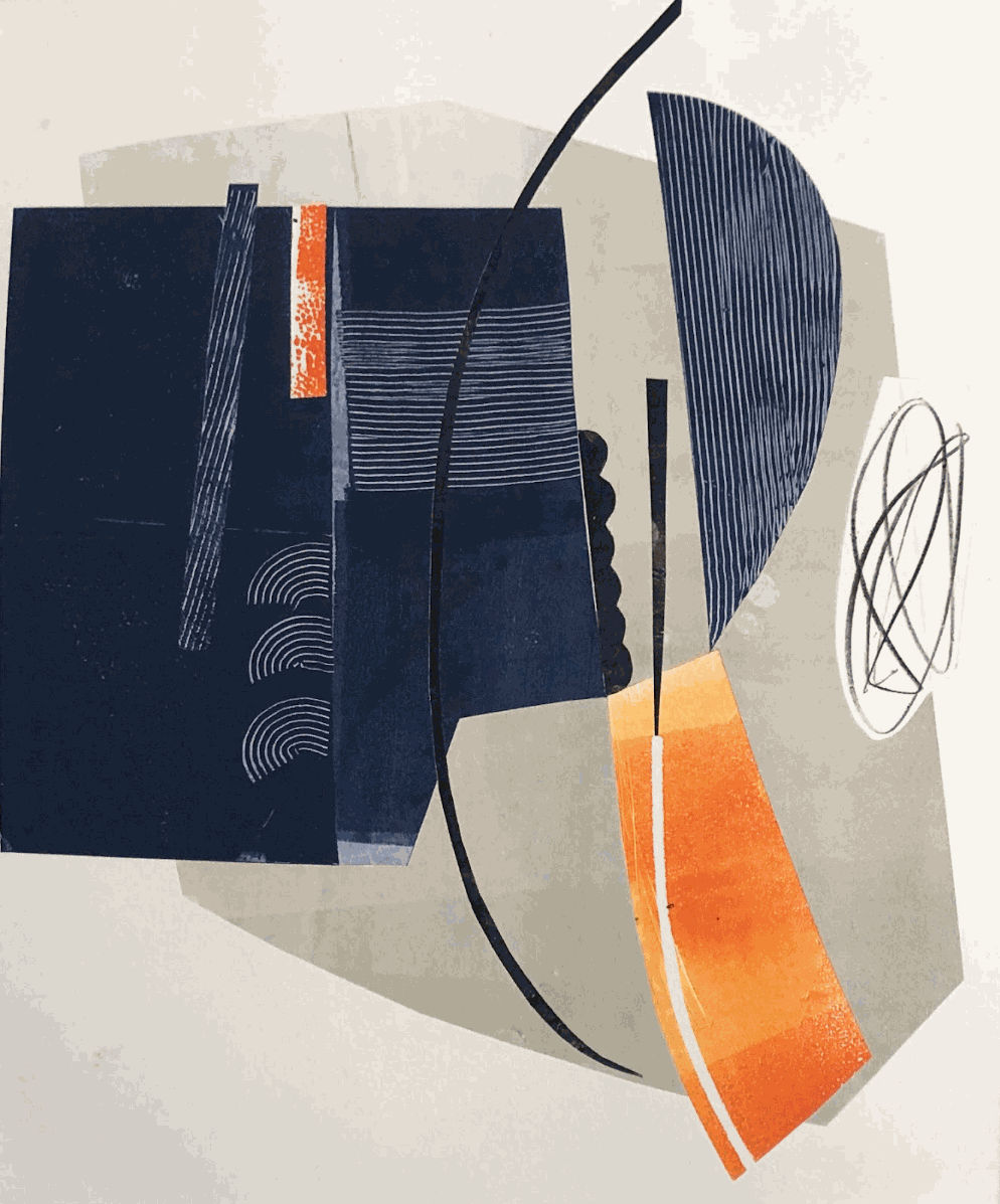 Susanna Ronner Shape Conversation II, inked collatype on paper, 2022