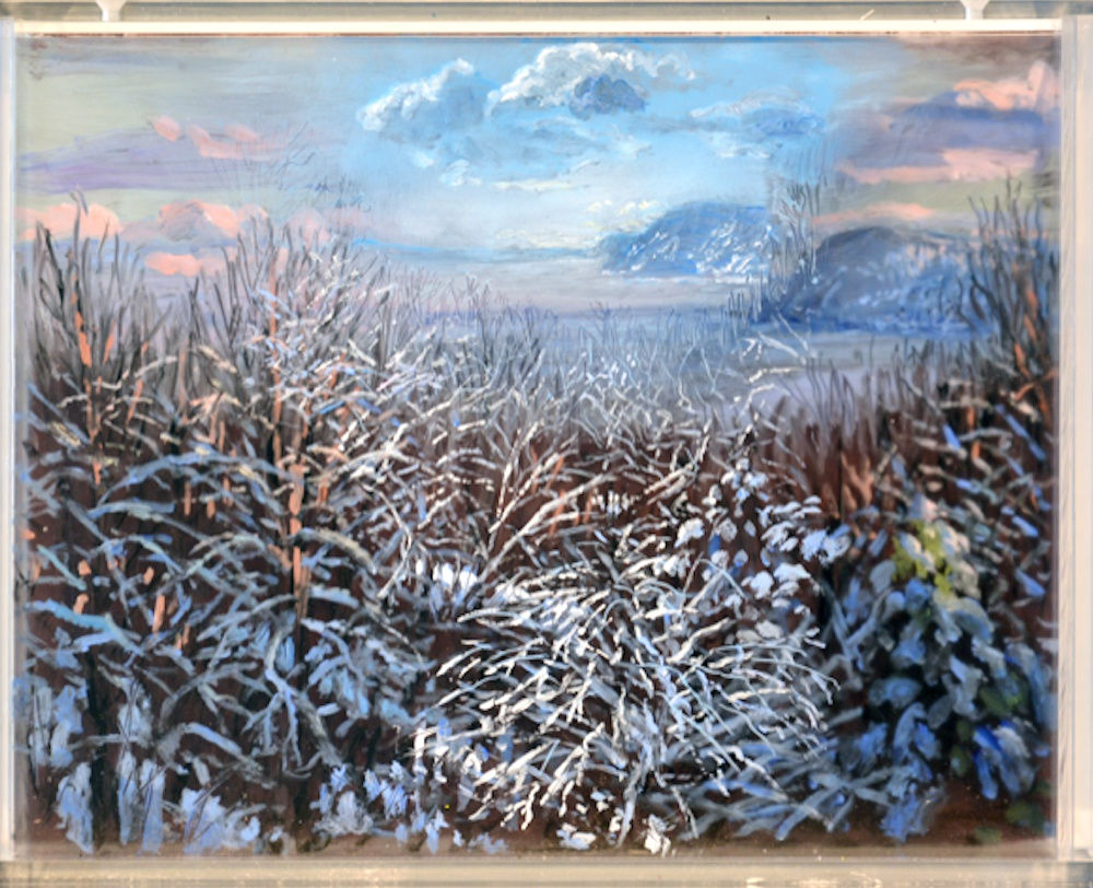 Martin Weinstein, Toward Hook Mountain, Morning over Evening, Snow, acrylics on mulitple acrylic sheets