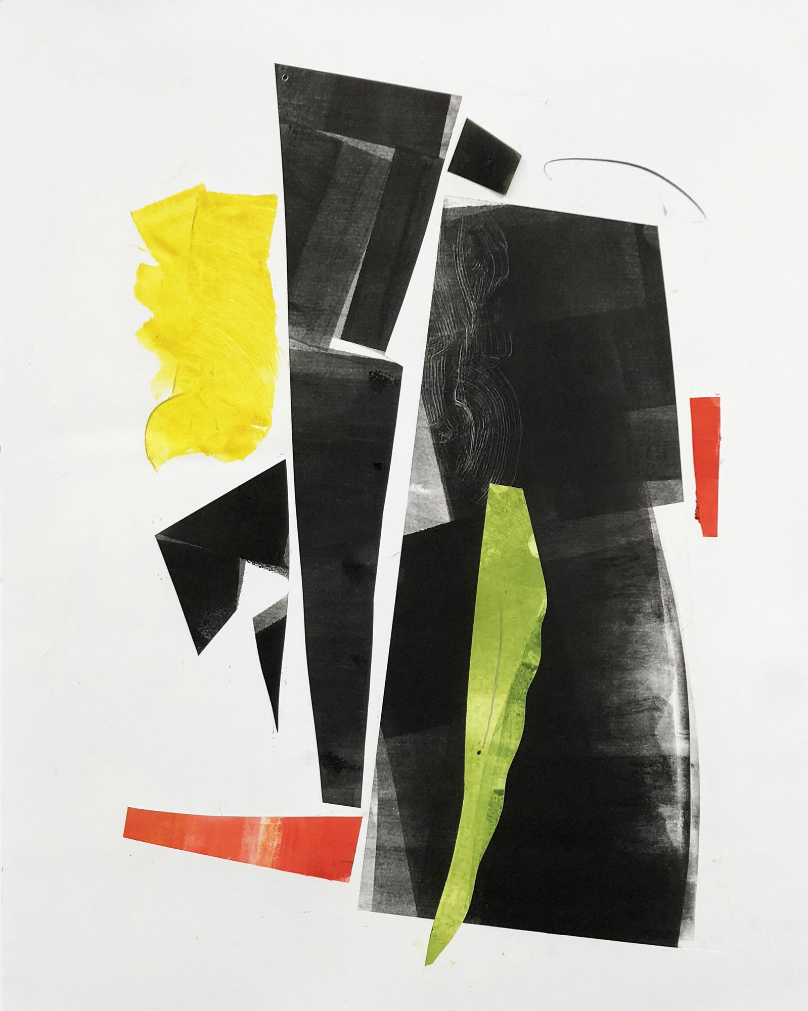 Susanna Ronner, Stepping Out, monotype on paper, 28" x 22" inches