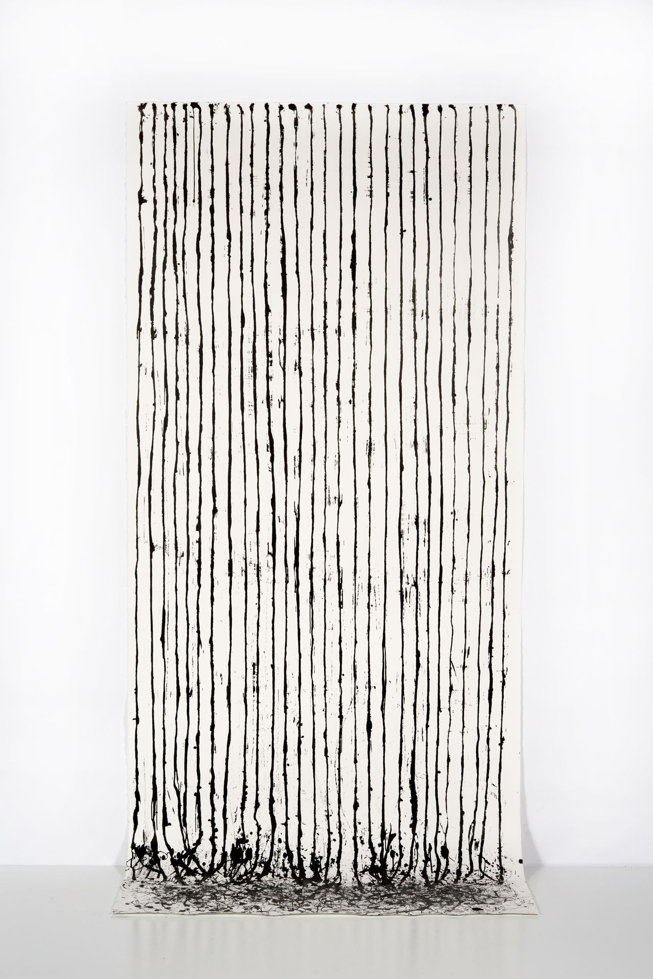 Lynne Tobin, Black Rain 2017 ink on paper 96”H x 42.5”W | 244 cm x 108 cm