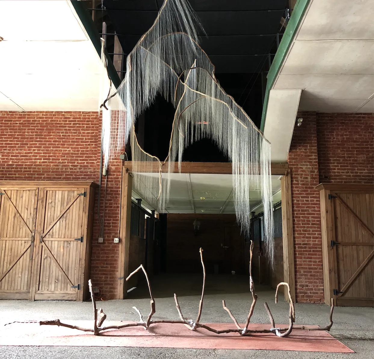 Millicent Young, When There Were Birds and Leviathan, installed in the Stanford White barn, Tivoli, NY.