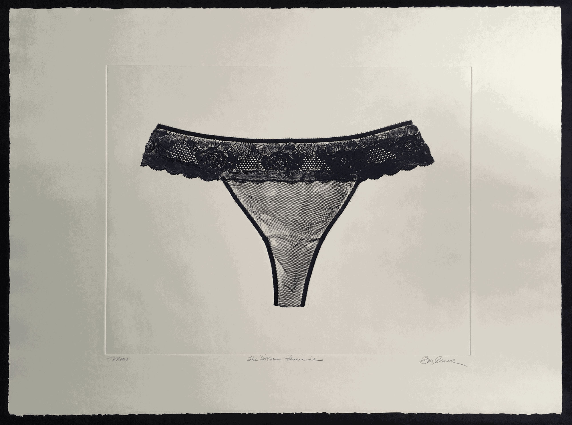 Eileen M. Power, The Divine Feminine II, collagraph monoprint on grey Arches BFK paper, 2018