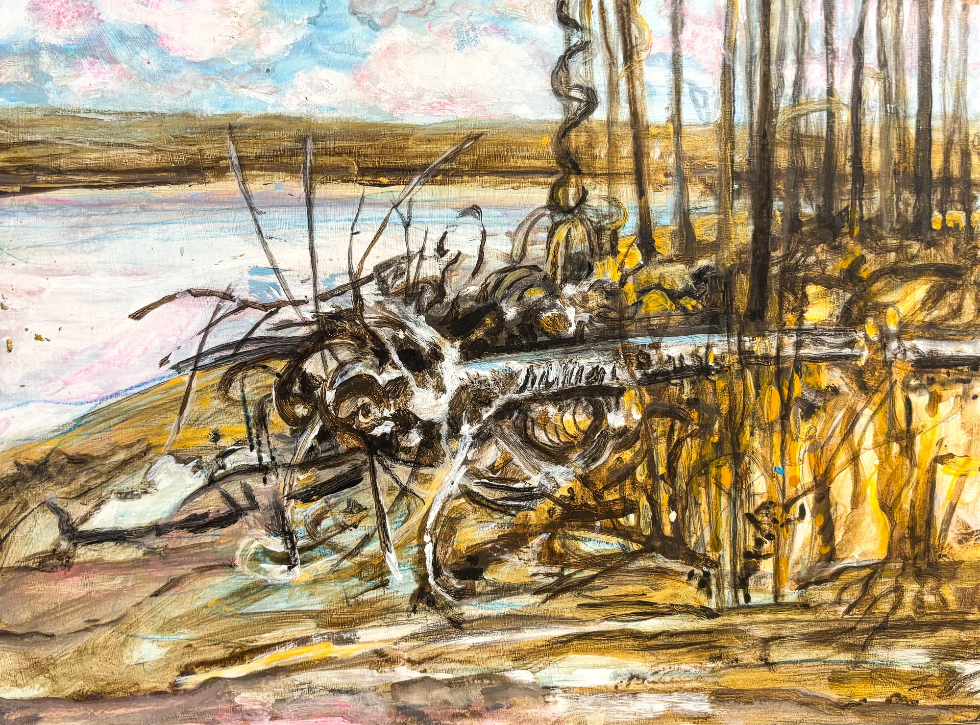 Anne Leith, Stump, Hudson River 2025, 10 x 13 in | 25.4 x 33 cm