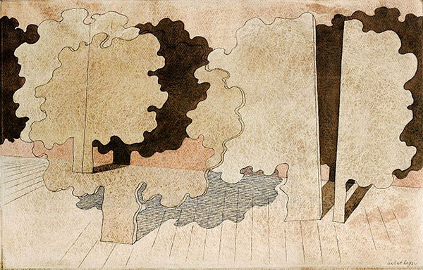 HERBERT BAYER flat trees, 1928 Watercolour on paper 27,2 x 43 cm