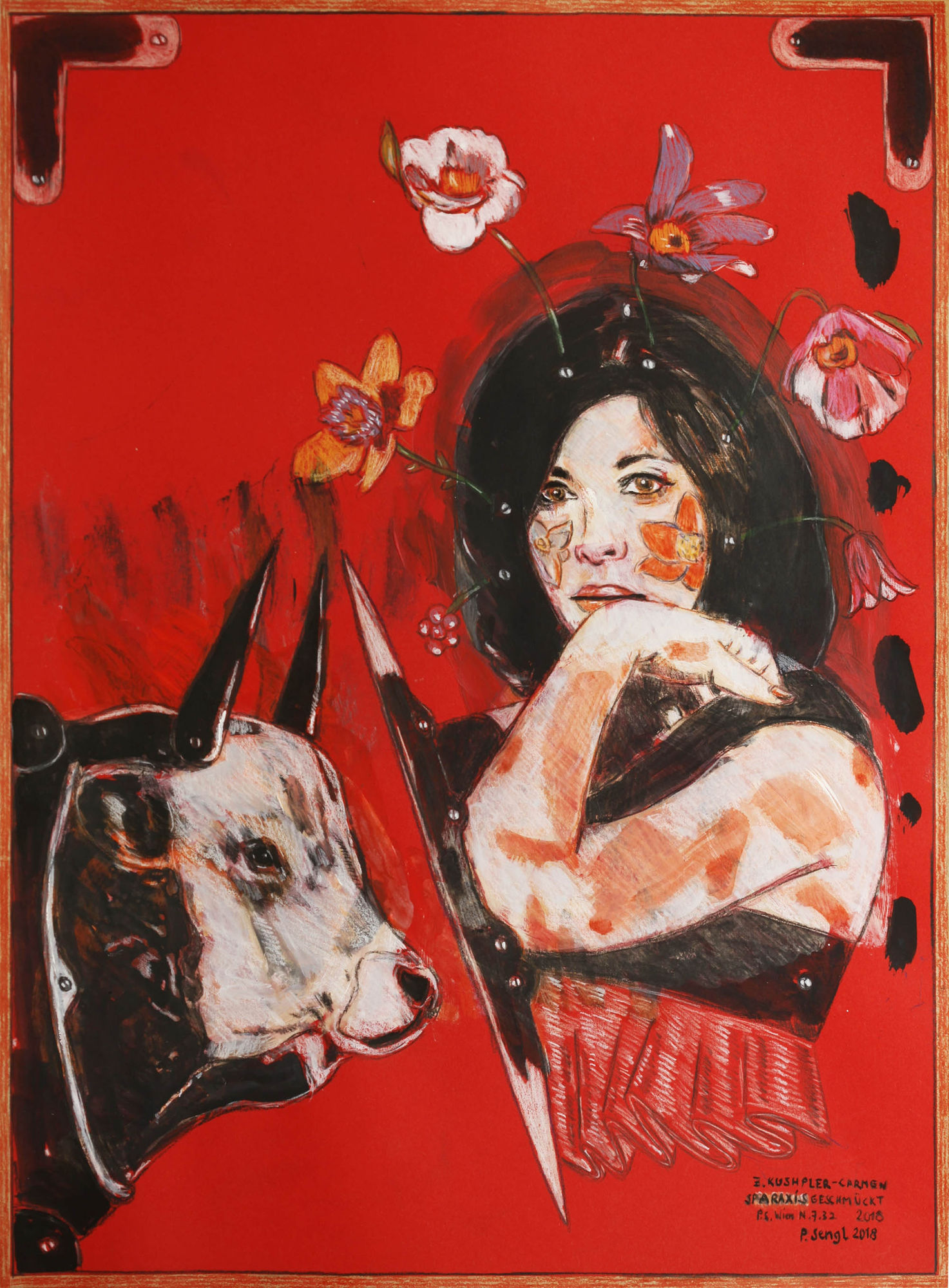 PETER SENGL Z. Kushpler – Carmen, 2017/18 Mixed media on paper 62,8 x 45,8 cm