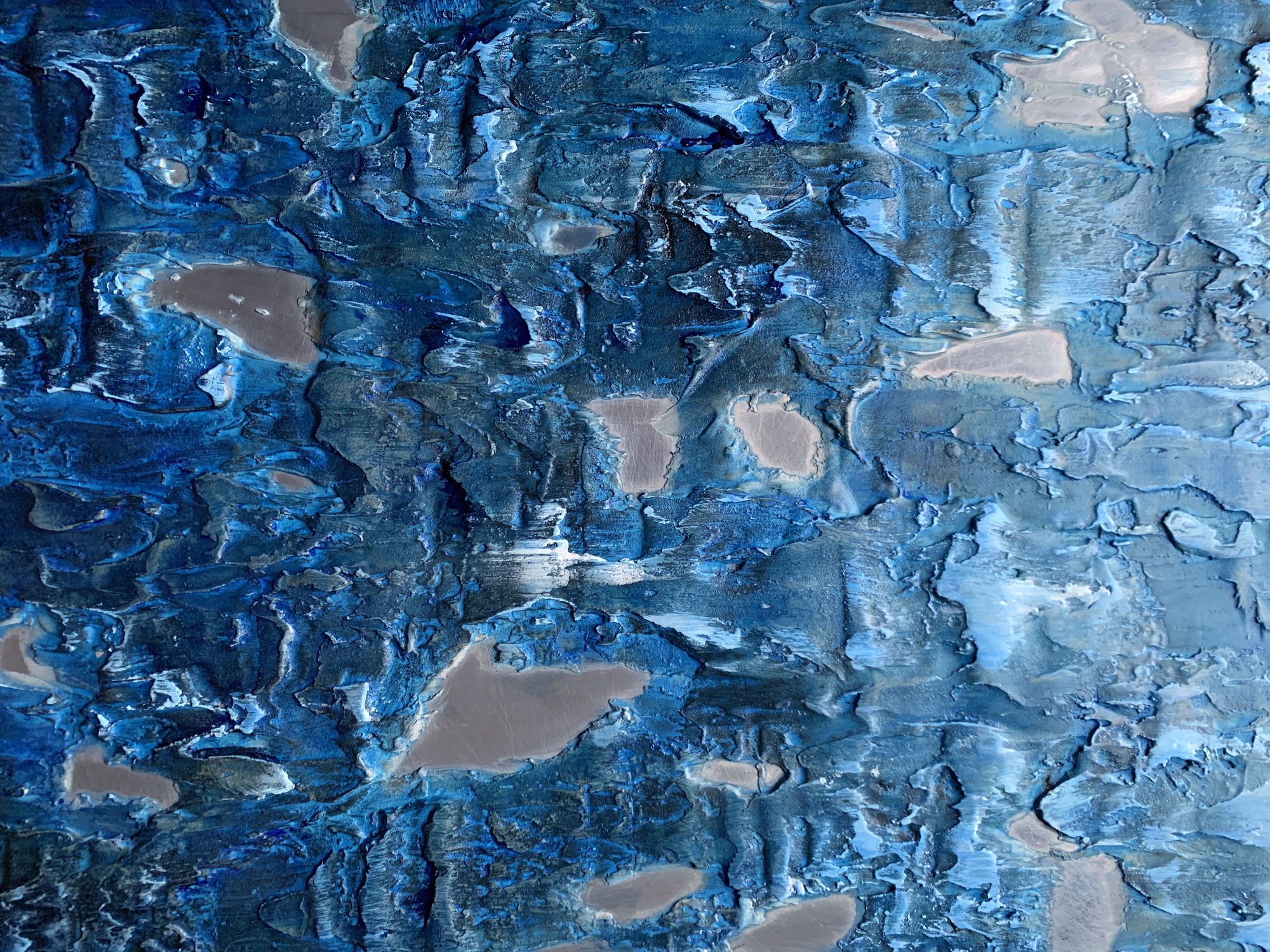 Large resin and oil painting of the sandy tides by artist Stephen Charlton