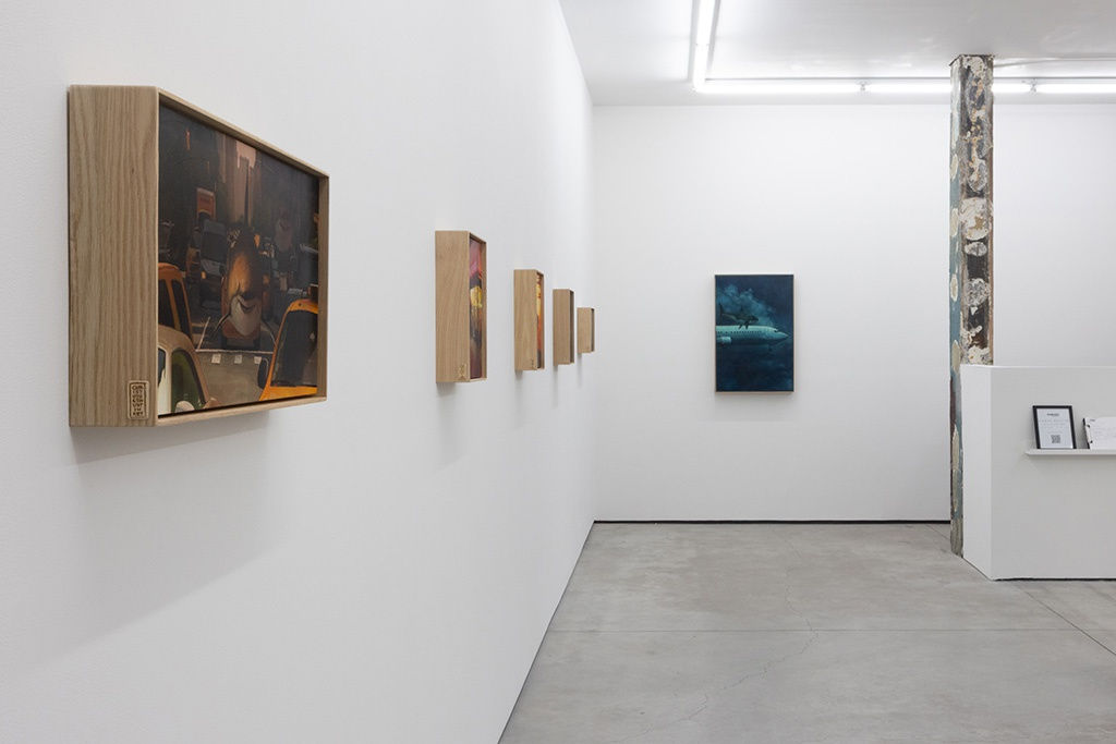 Install shot of paintings at Chris Austin exhibition
