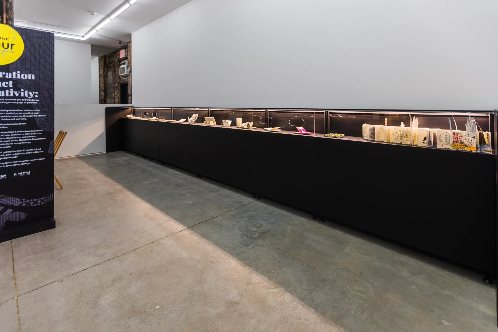 Installation shot of the Moleskine Detour popup at Harman Projects