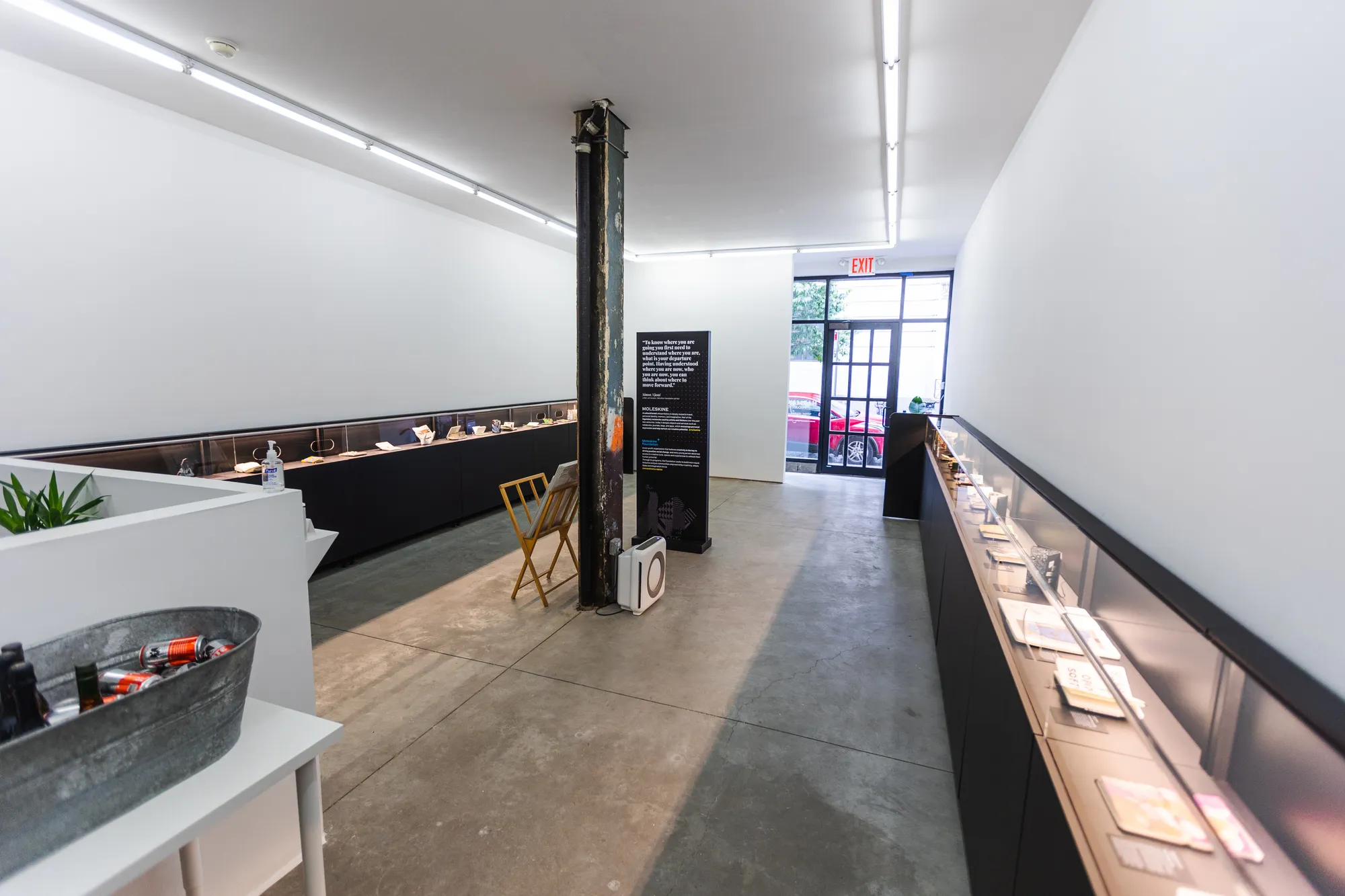 Installation shot of the Moleskine Detour popup at Harman Projects