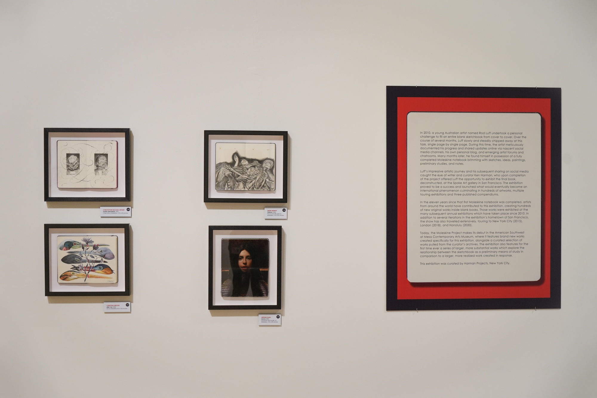 Installation view from the Moleskine Project art exhibition at the Mesa Arts Museum