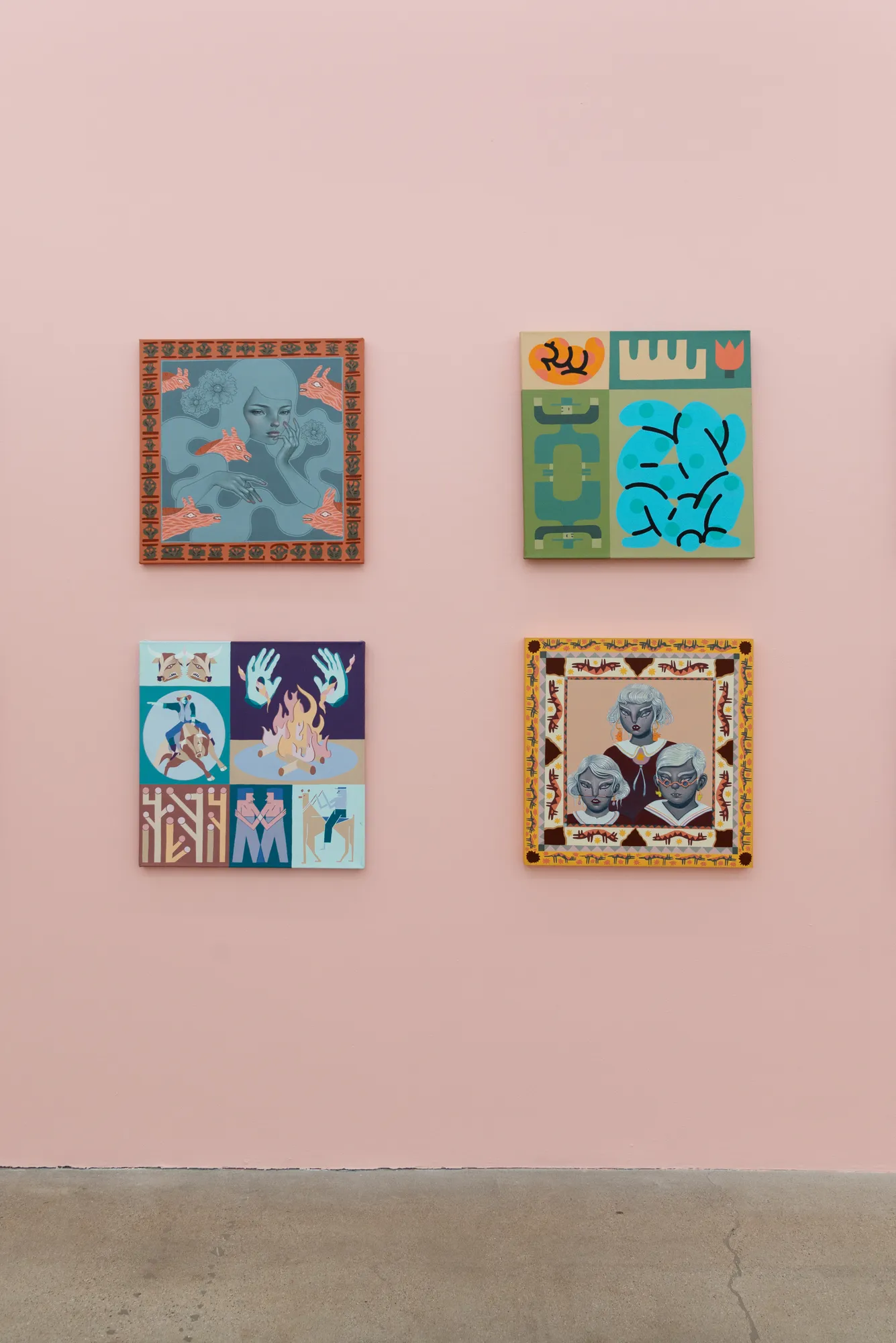 Installation view of Keya Tama's exhibition Where Our Worlds Meet at Harman Projects Los Angeles