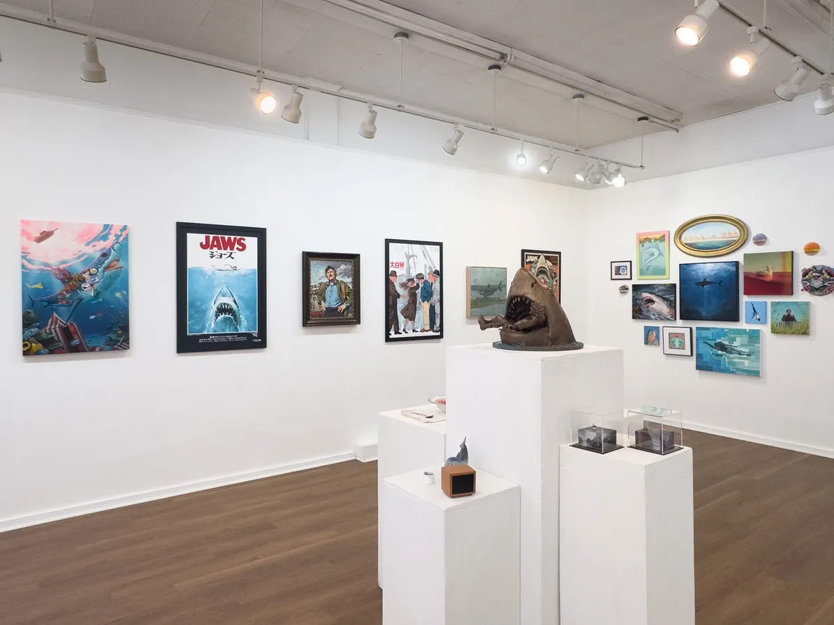 Installation view of the 2025 JAWS art show hosted by Harman Projects and CODA. Featuring several paintings and sculpture.