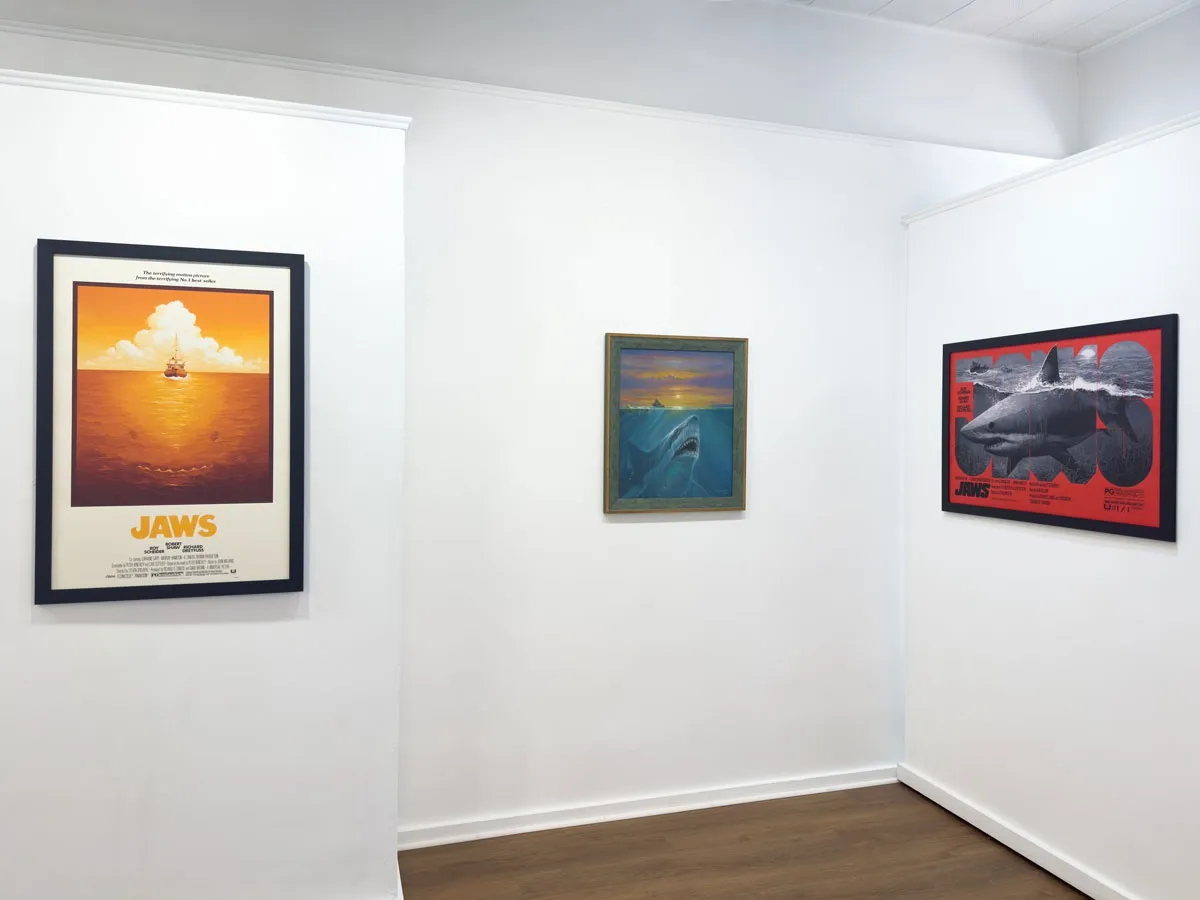 Installation view of the 2025 JAWS art show hosted by Harman Projects and CODA. Featuring paintings on a wall.
