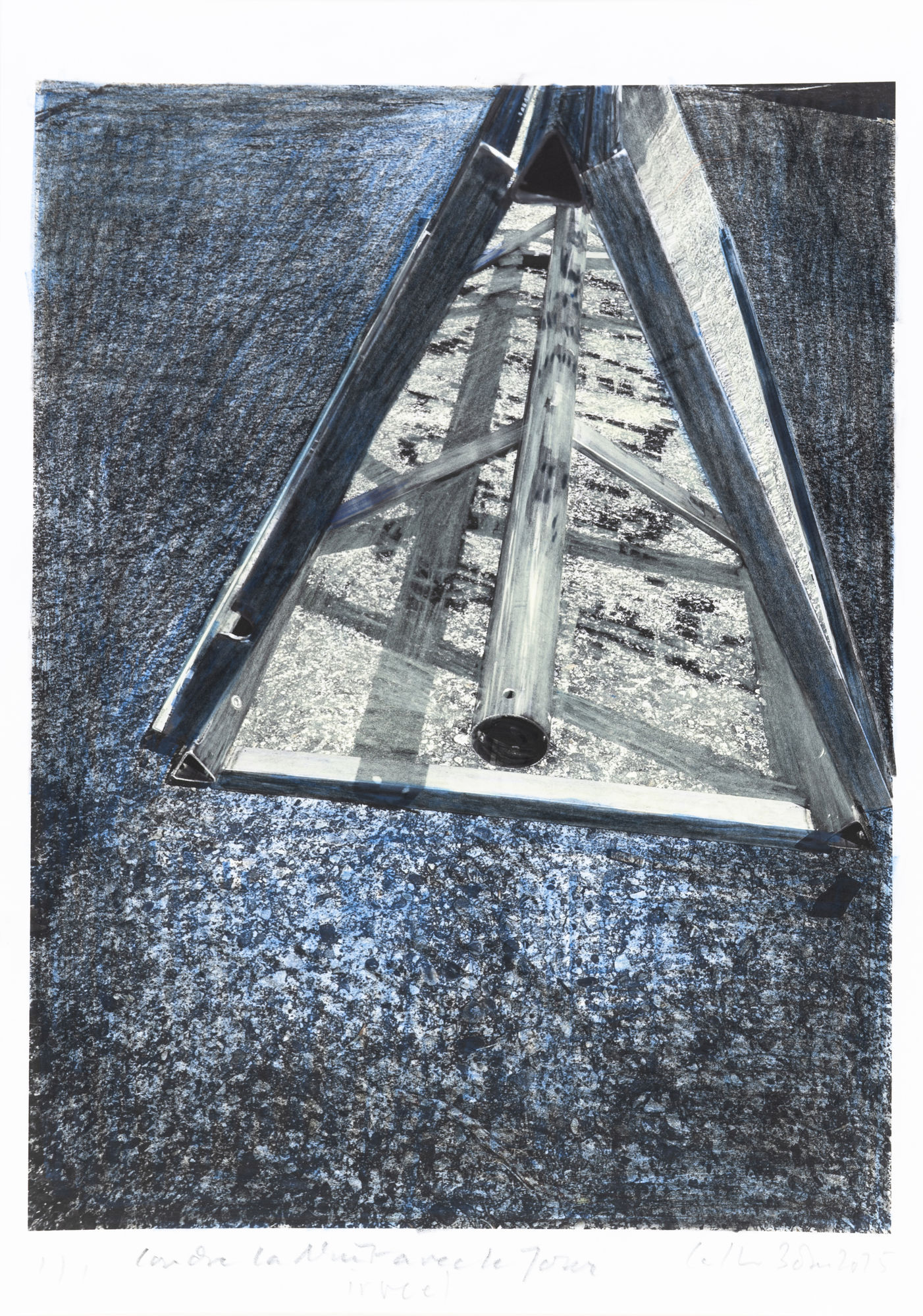 Catherine Bolle, Coudre la Nuit avec le Jour, IV, 2025, colored-pencil drawing on photograph, 29,8 x 21 cm.