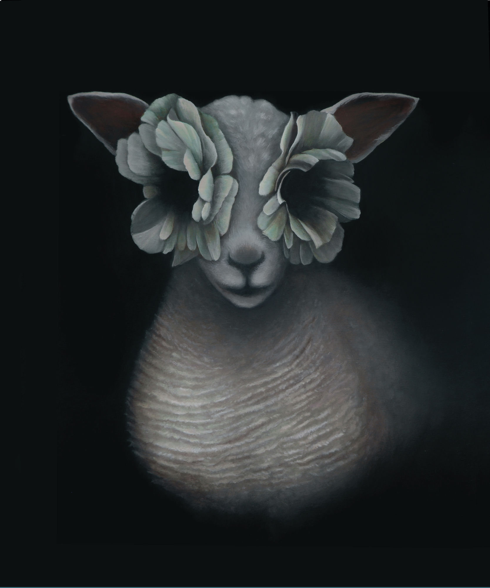 Caroline Gaudreault Lamb in the Dark Acrylic on Panel 24x20 in