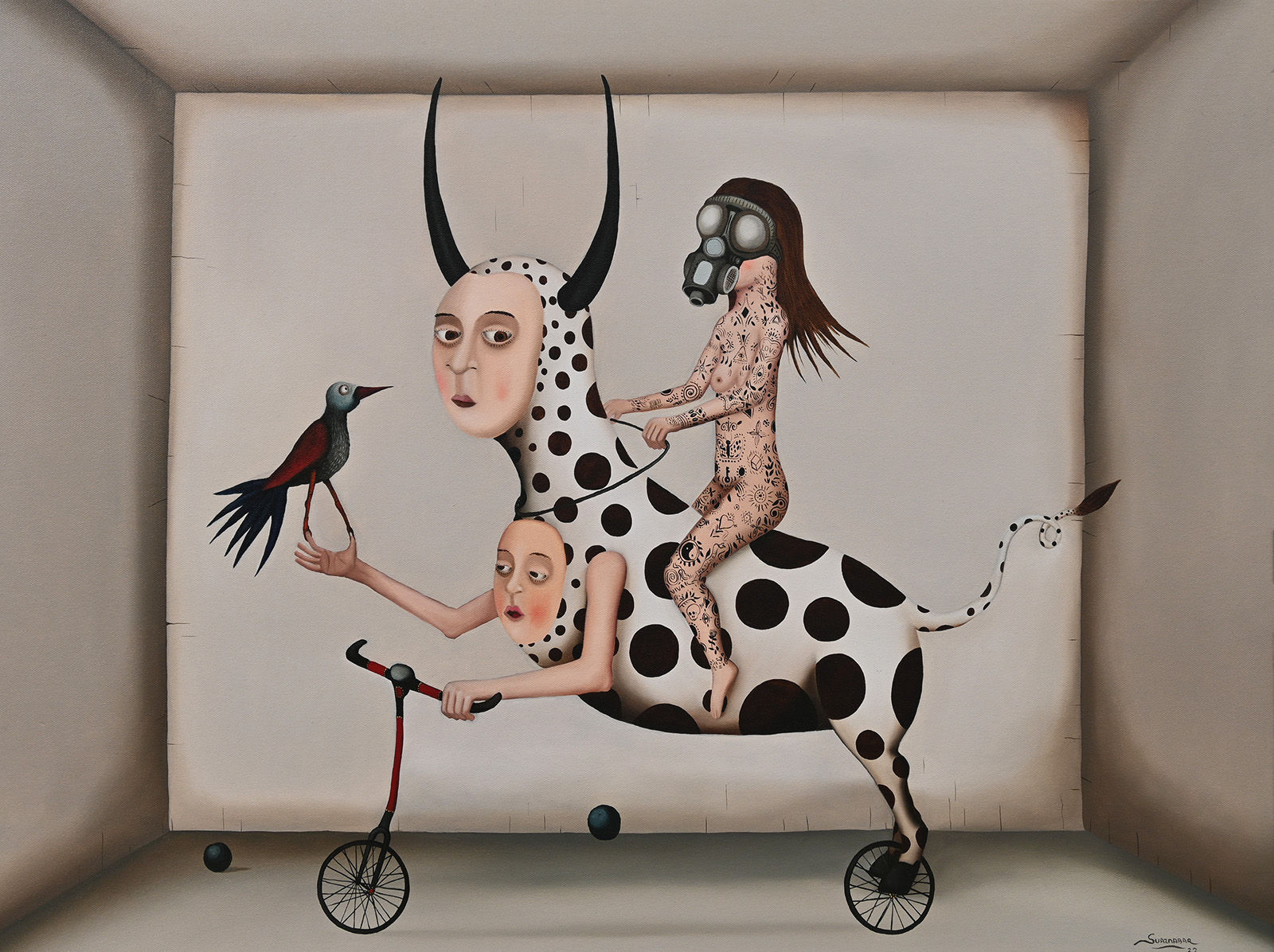 Marcelo Suaznabar A donde vas Oil on Canvas 23 1/2x31 in