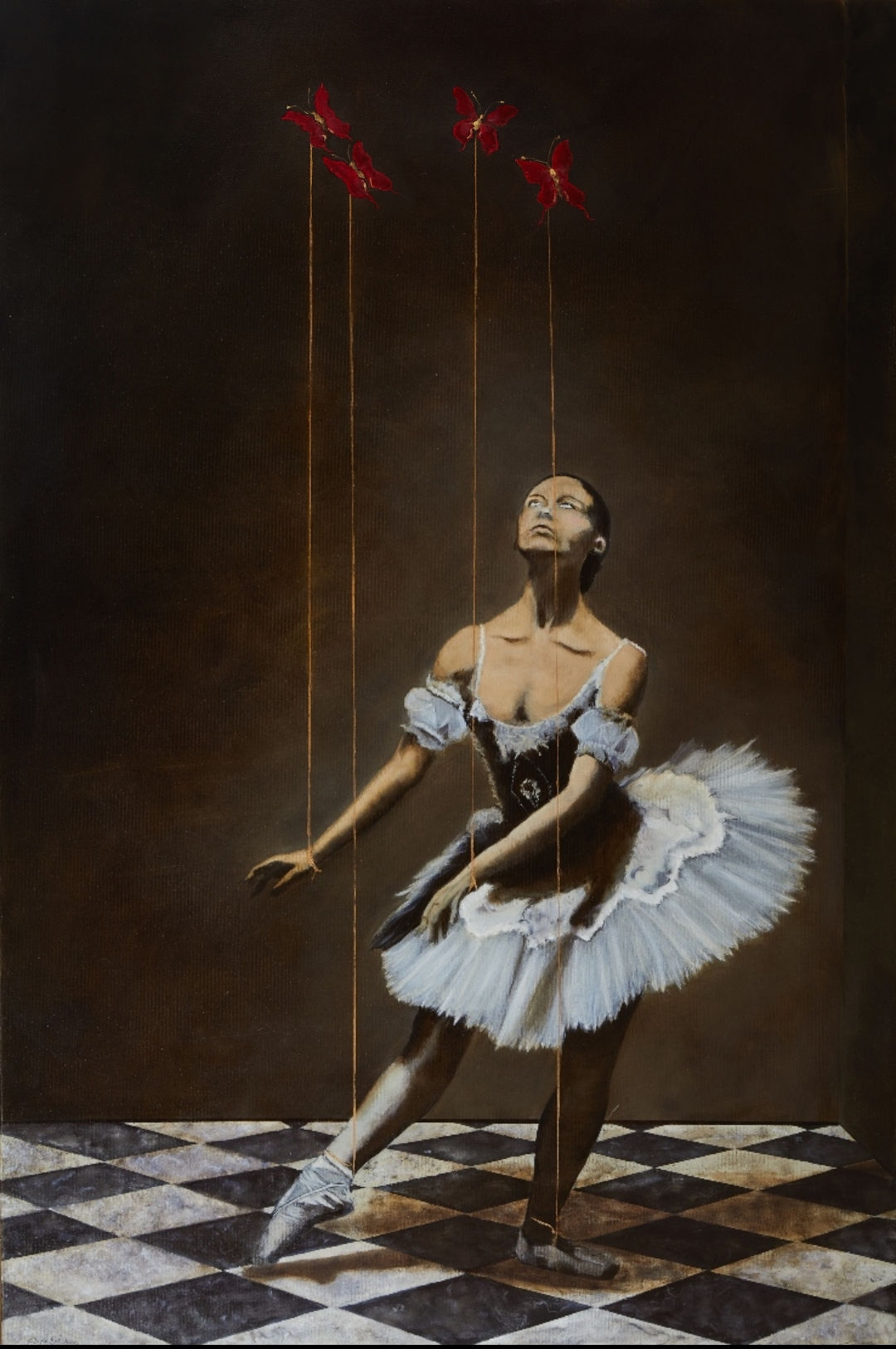 Salvatore Dangelo The Girl with the Butterflies Oil on Canvas 59x39 in