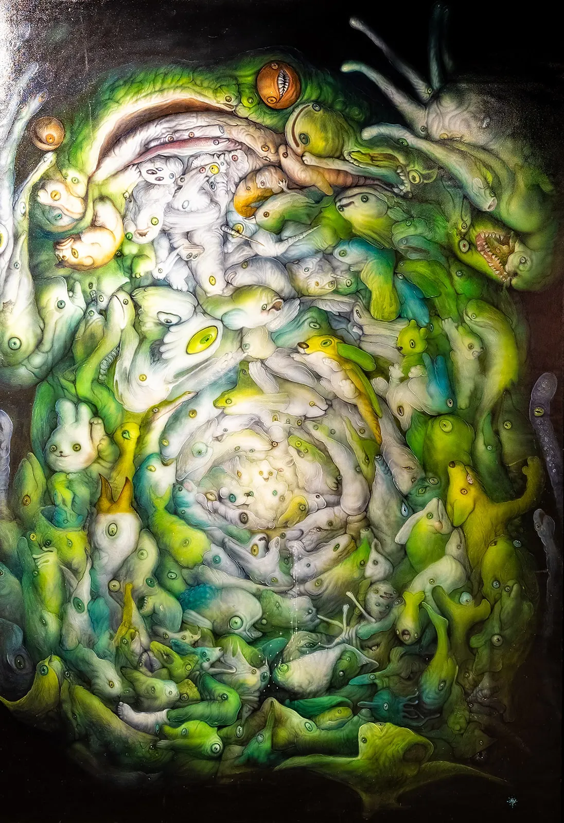 Froilan Calayag Fear Frog Oil on Canvas 84x58 in