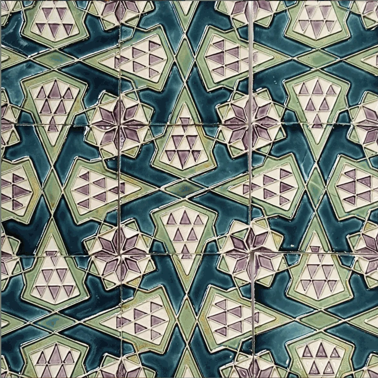 Damascus tiles, set of six handmade tiles, 2017.