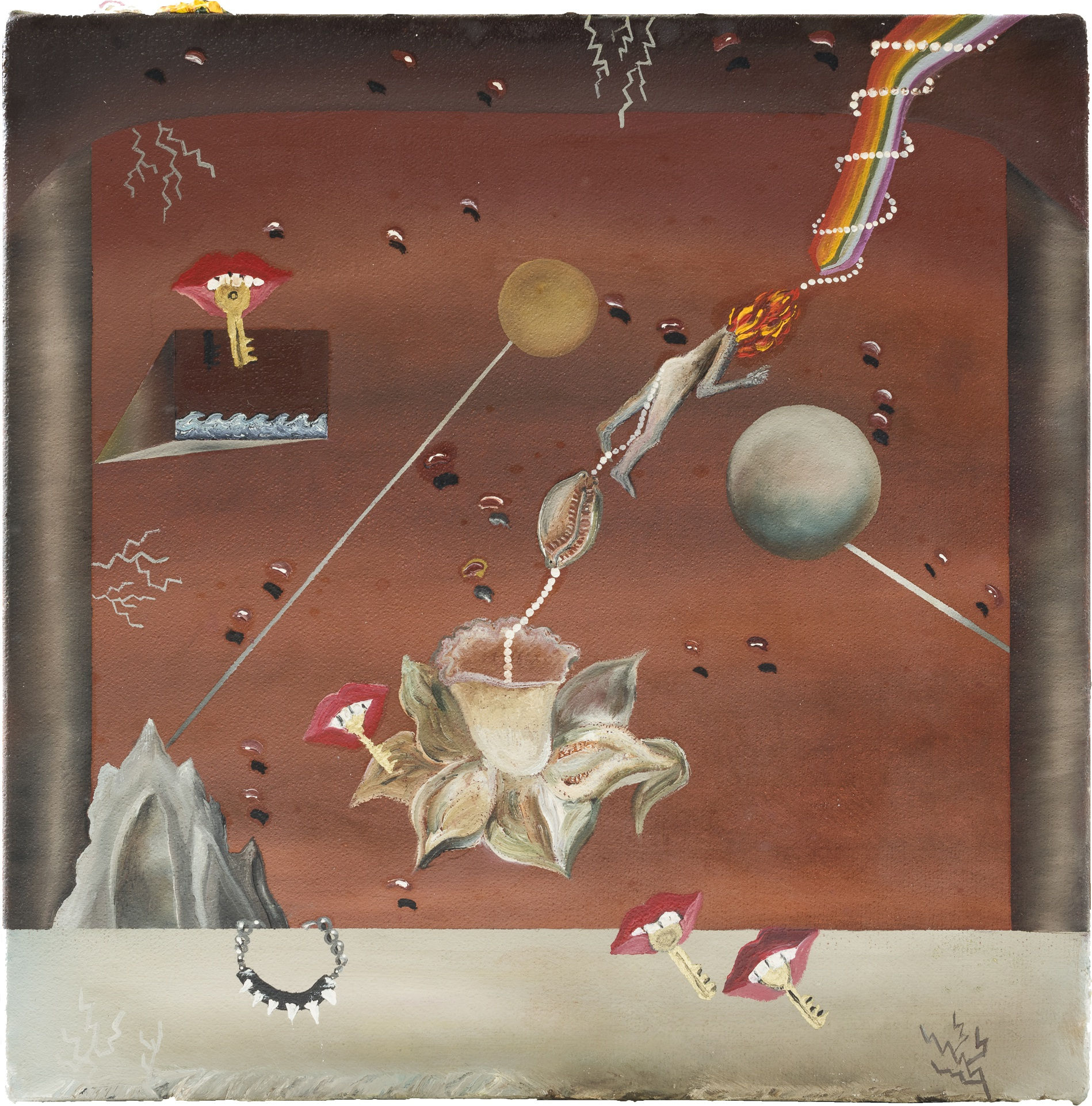 Rebecca Sharp Sitting and Talking, 2023 Oil on canvas 10 x 10 in 25.4 x 25.4 cm