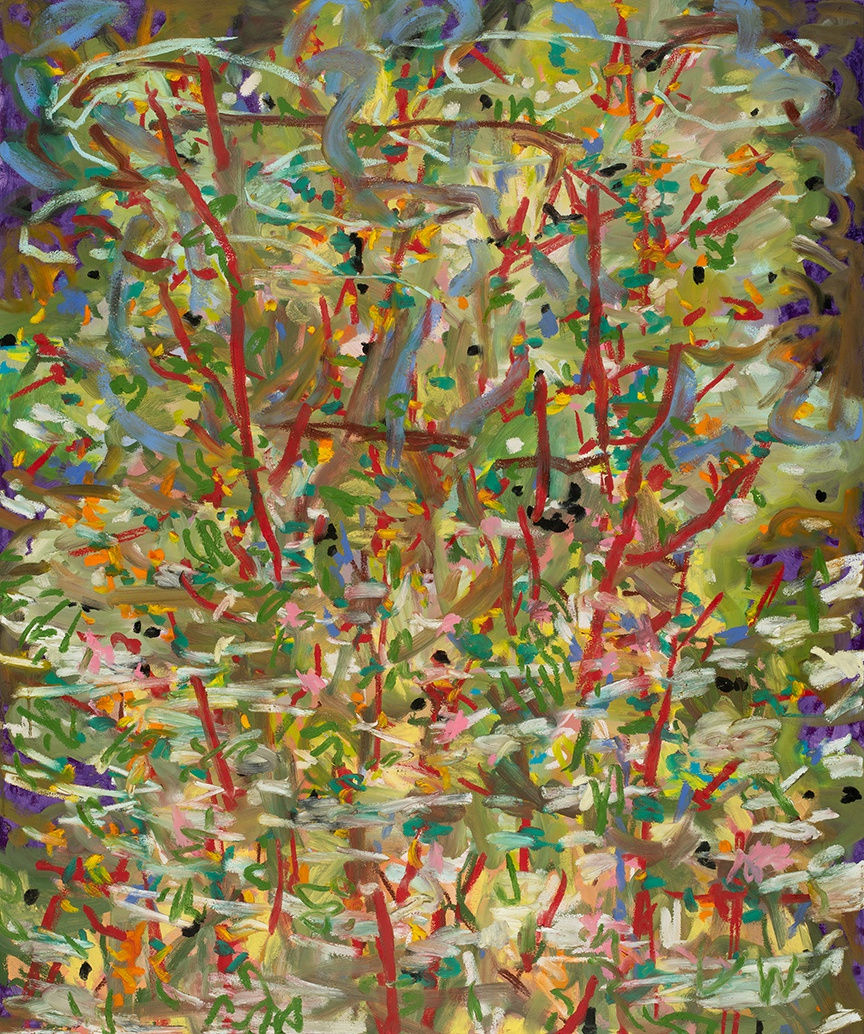 Michael De Feo Listen To The River Sing Sweet Songs, 2022 Acrylic, oil, and oil stick on canvas 48 x 40 in 121.9 x 101.6 cm