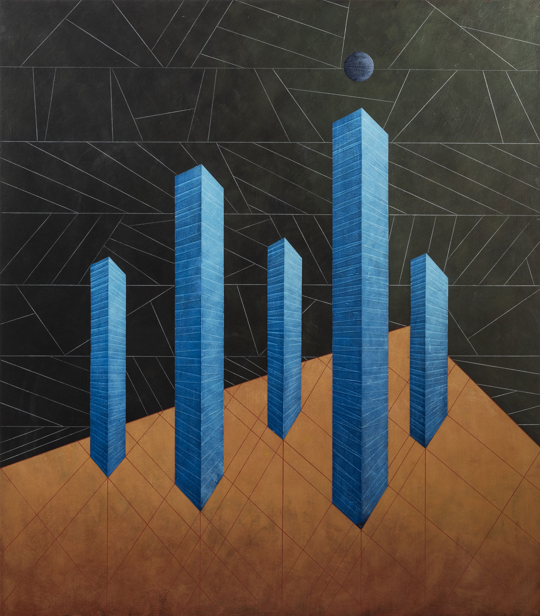 Richard Carter Blue Strata Sequence, 2021 Mixed media on panel 48 x 42 in 121.9 x 106.7 cm