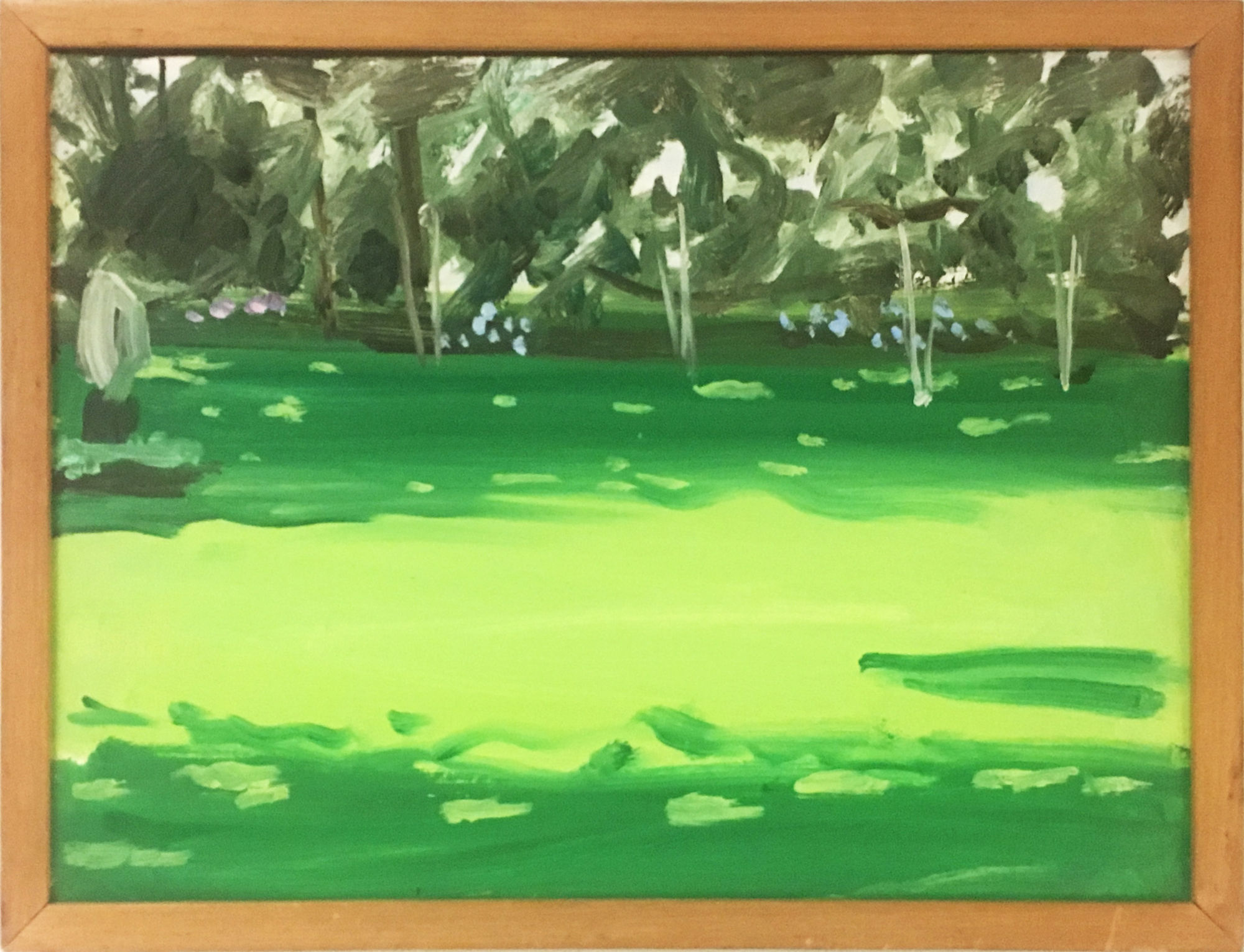 Alex Katz Premium Point, 1976 Oil on masonite 9 x 12 in: Image 22.9 x 30.5 cm 10 x 12.75 in: Framed 25.4 x 32.4 cm
