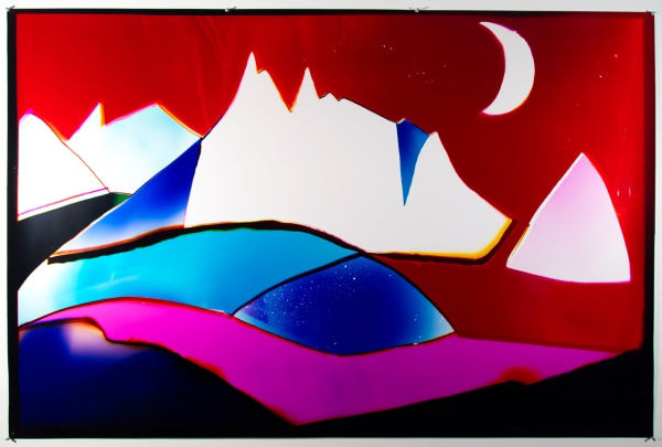 Liz Nielsen Staring at the Moon, 2023 Analog Chromogenic Light Painting, on Fujiflex 50 x 73 in 127 x 185.4 cm