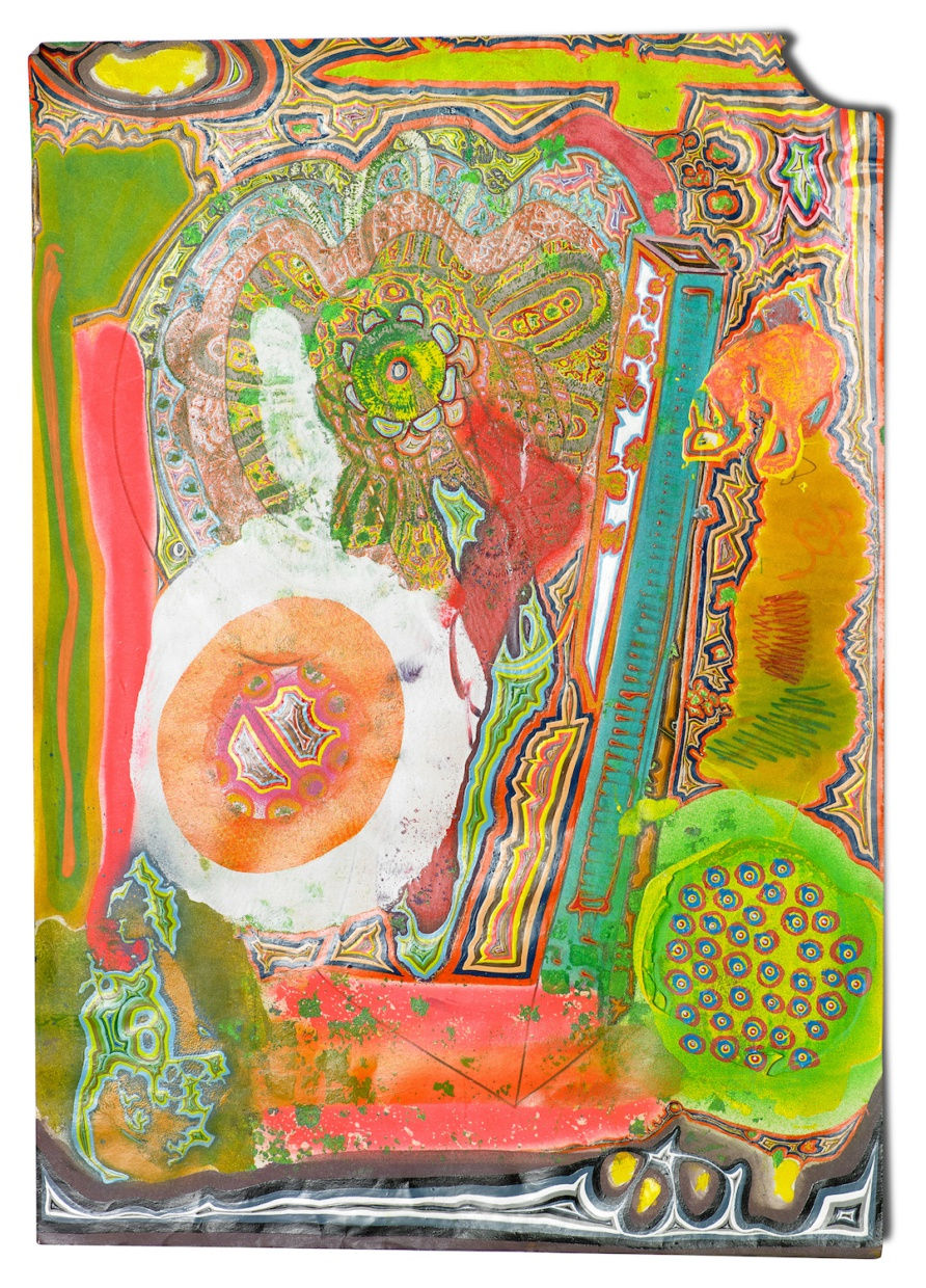 Lefleur, 2017, 2017 Blönduð tækni á prent á pappír / Mixed media on print on paper 50 x 37,5 x 3 cm