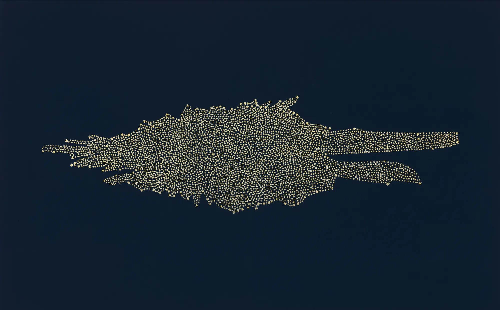 Desmond Lazaro, ‘Herschel's Galaxy II’, Gold leaf raised gild on archival paper, 39 x 27.5 in, 2020