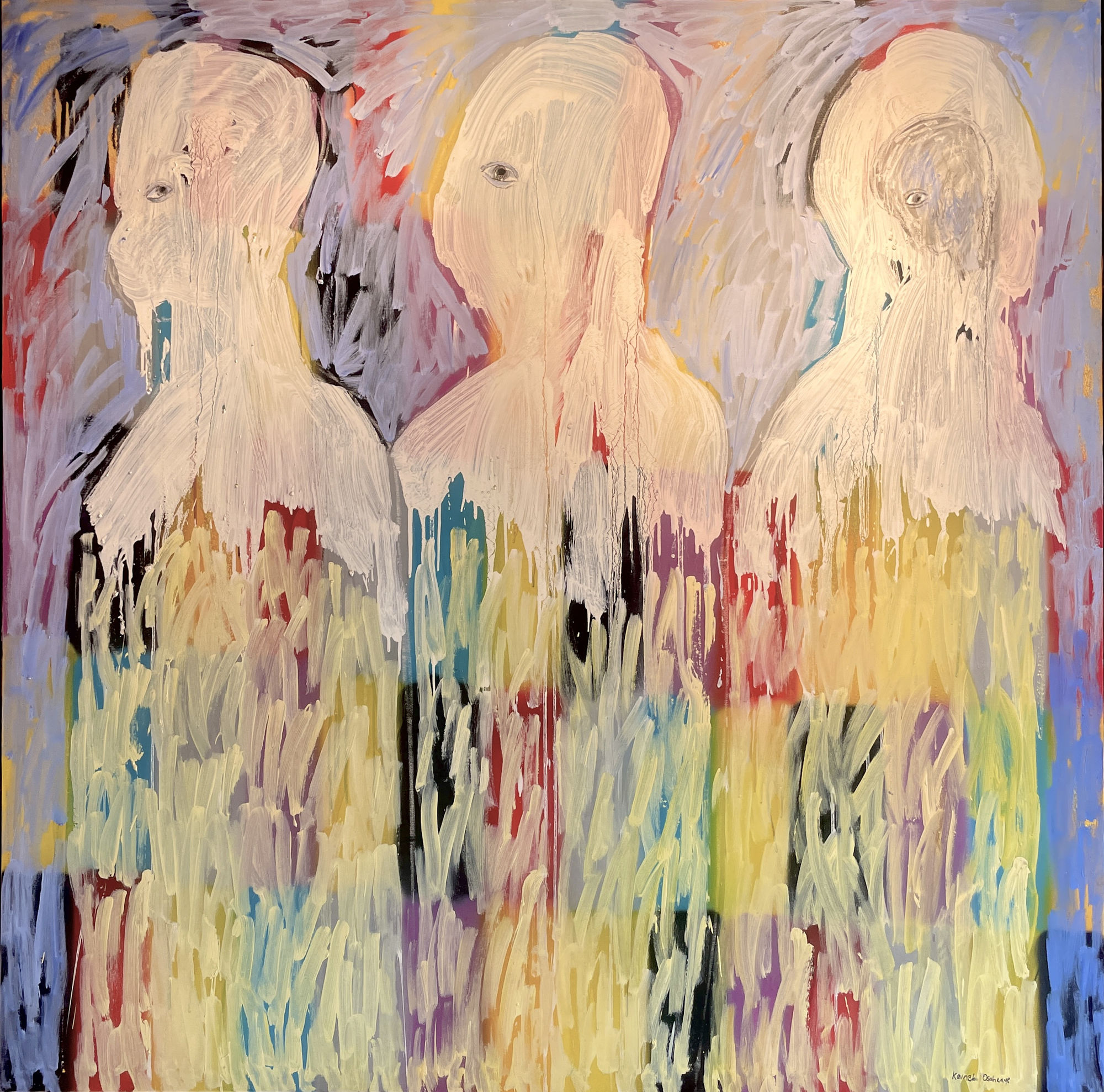 IN A STATE2017Oil, spray paint, charcoal on canvas72 x 72 Inches