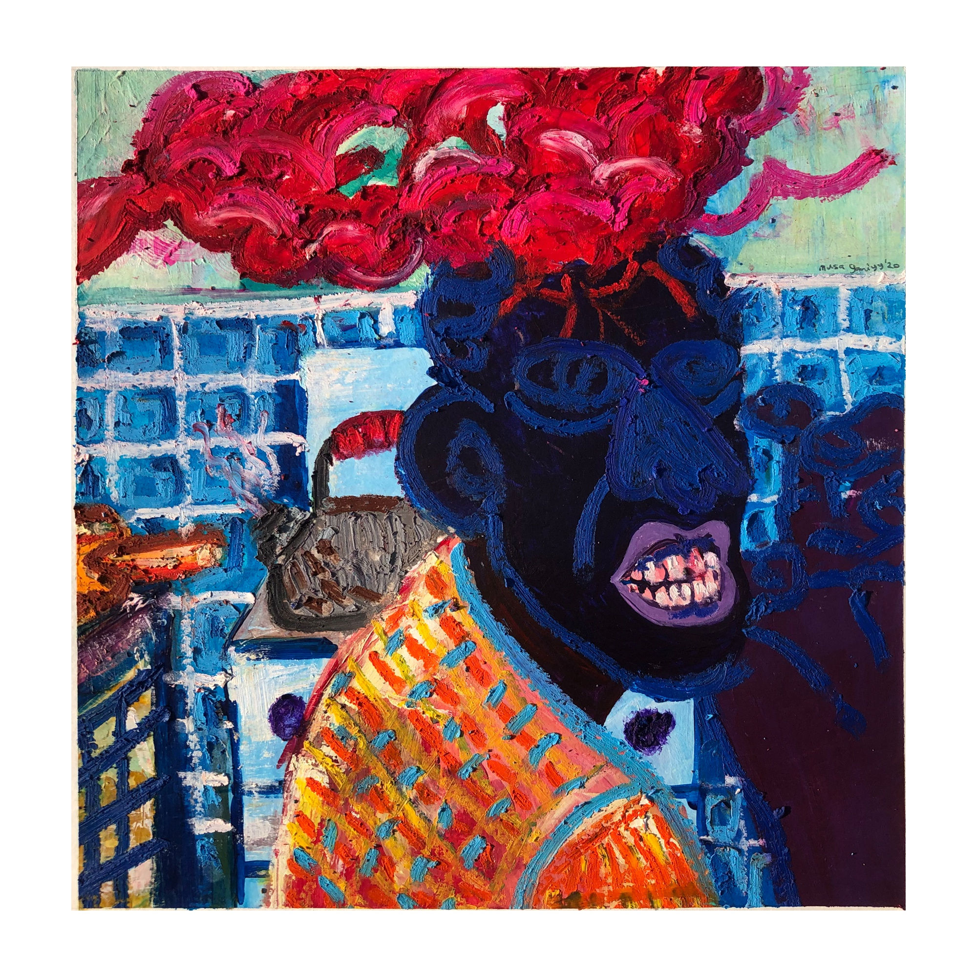 Musa Gianyy Let it be called rage Acrylic and Oil pastels on paper 30.1 x 30.1 cm 2020