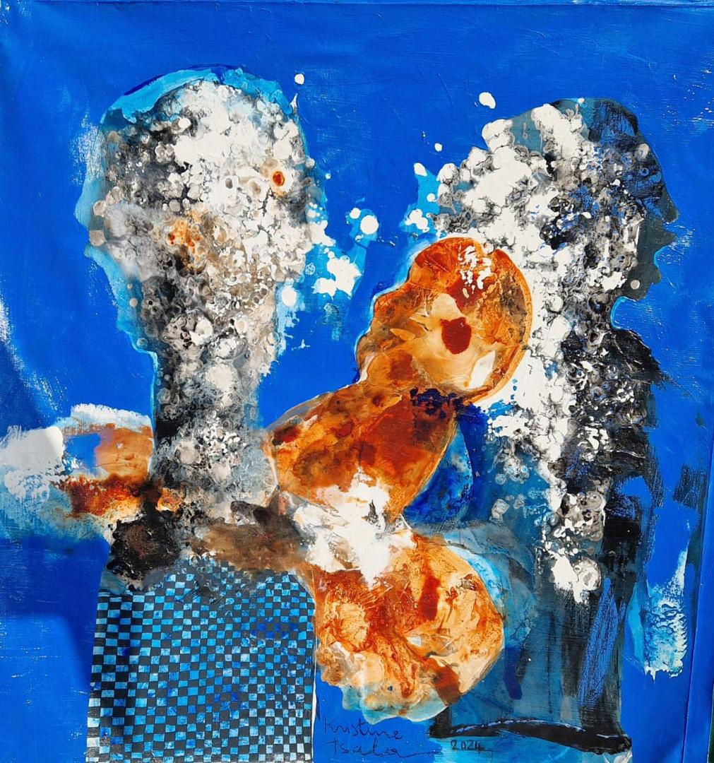 Gestation I 2024 100cm x 100cm Watercolor Acrylic and Relief on Canvas