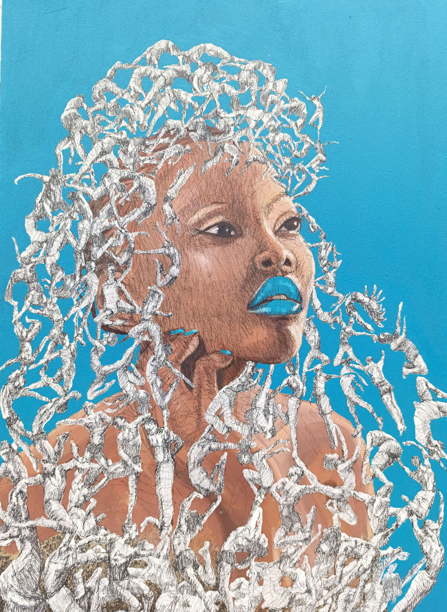 Look At Lifestyle II 2024 70cm x 50cm Acrylic Bleach and Ink On Denim