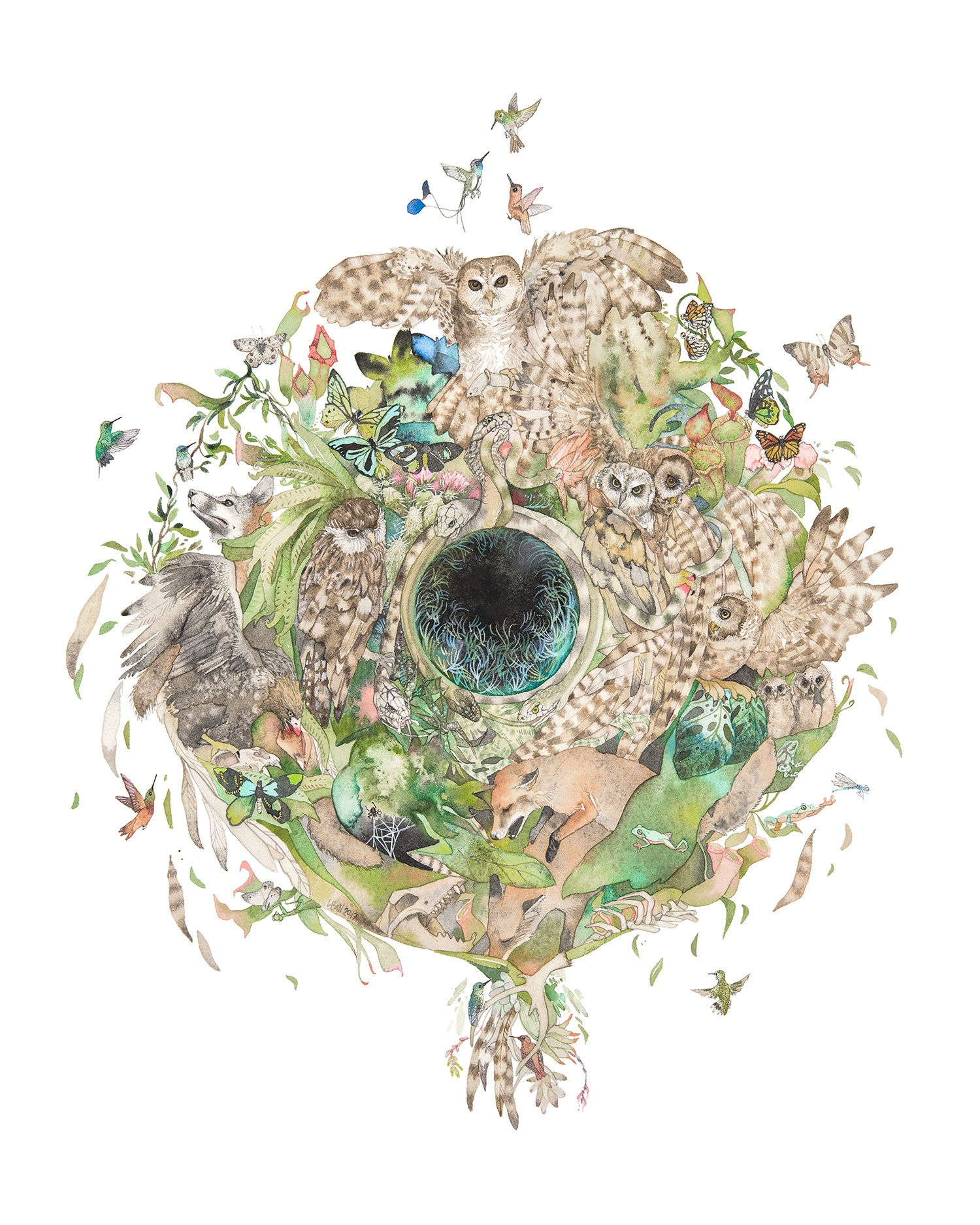 Laura Ball, Owl Mandala, 2017