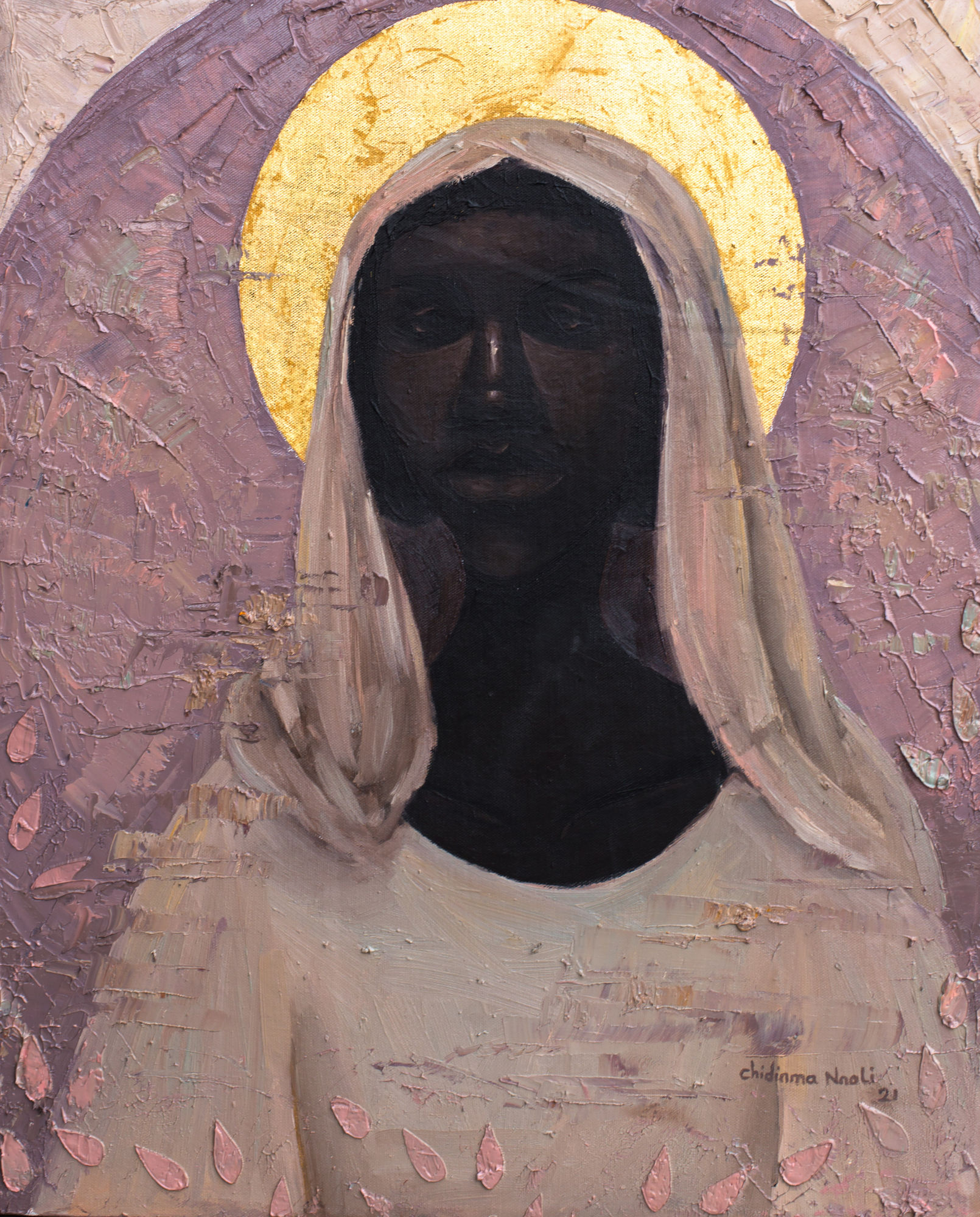 Sacred Heart Of Mary Oil and acrylic on canvas 18 x 22 inches 2021