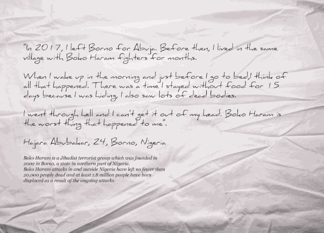 Etinosa Yvonne Hajara Abubakar Photographic print on polyester fabric 30 x 42 inches 2019