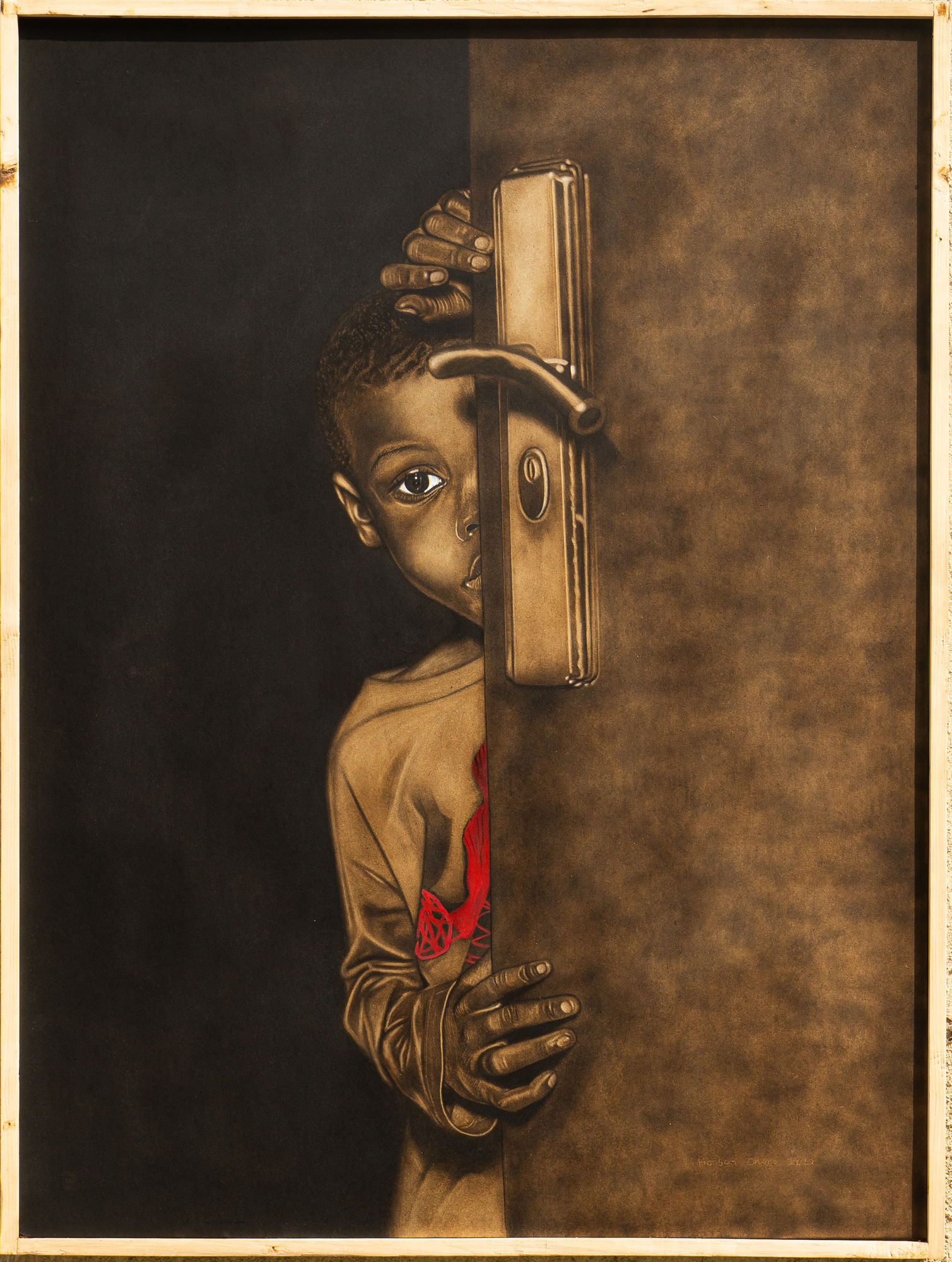 HANSON OKERE HIDING IN PLAIN SIGHT PYROGRAPHY 36 X 48 INCHES 2022