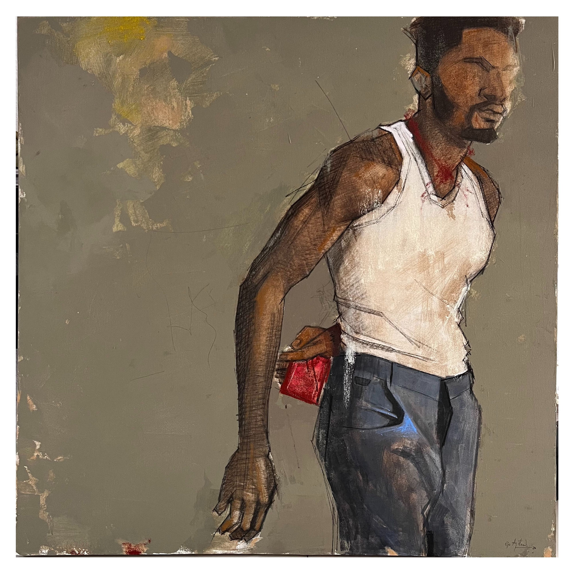 OJO AYOTUNDE UNTITLED MIXED MEDIA ON CANVAS 40 X 40 INCHES 2022