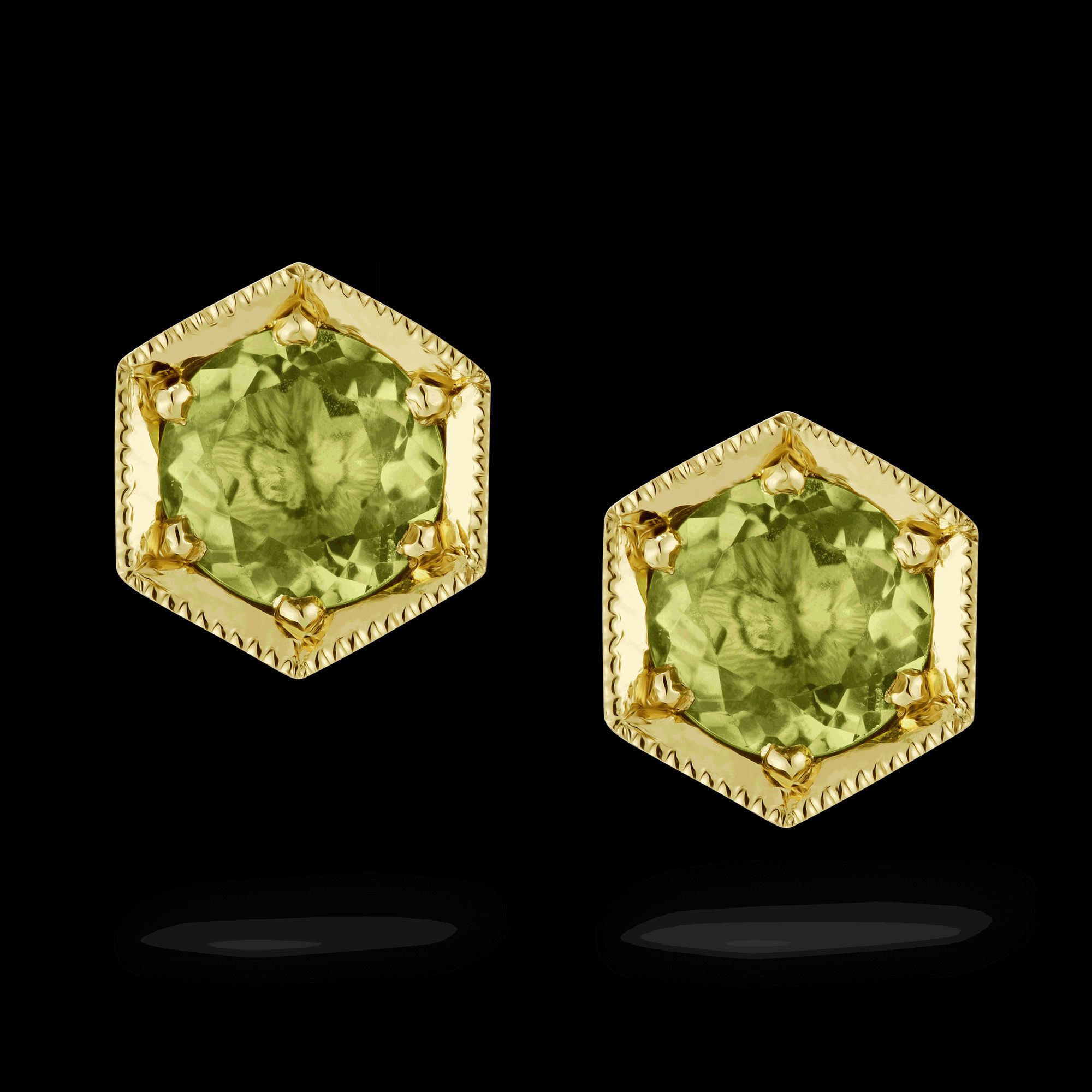 Honeycomb Peridot Stud Earrings