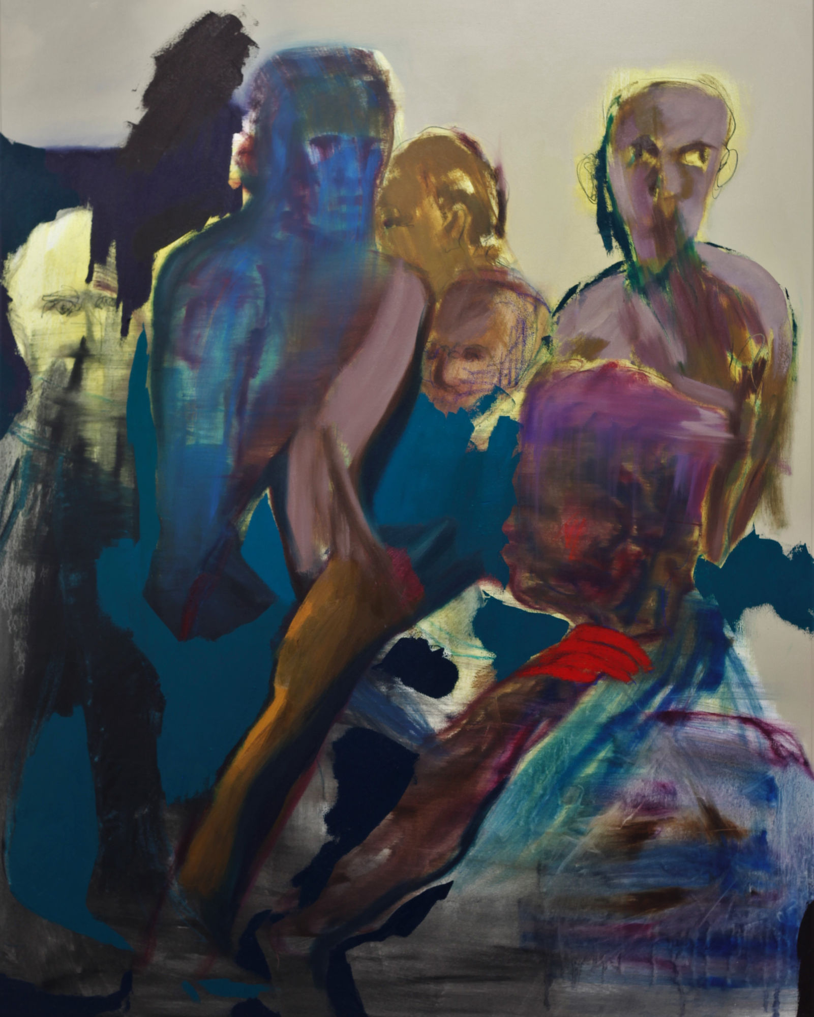 'Bluebirds,' 64 x 48, Oil and oil pastel on canvas, 2021